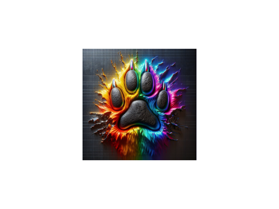 Electric Rainbow Dog Paw