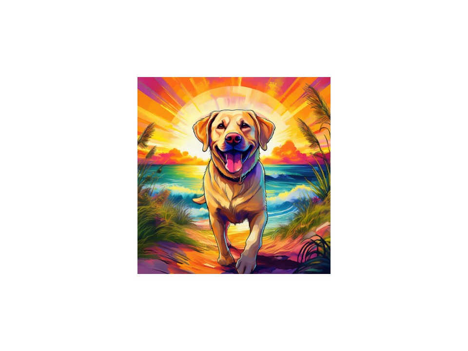 Yellow Lab Sunset Beach