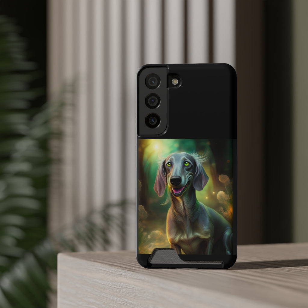 Dachshund Silver Grey Phone Case with Card Holder