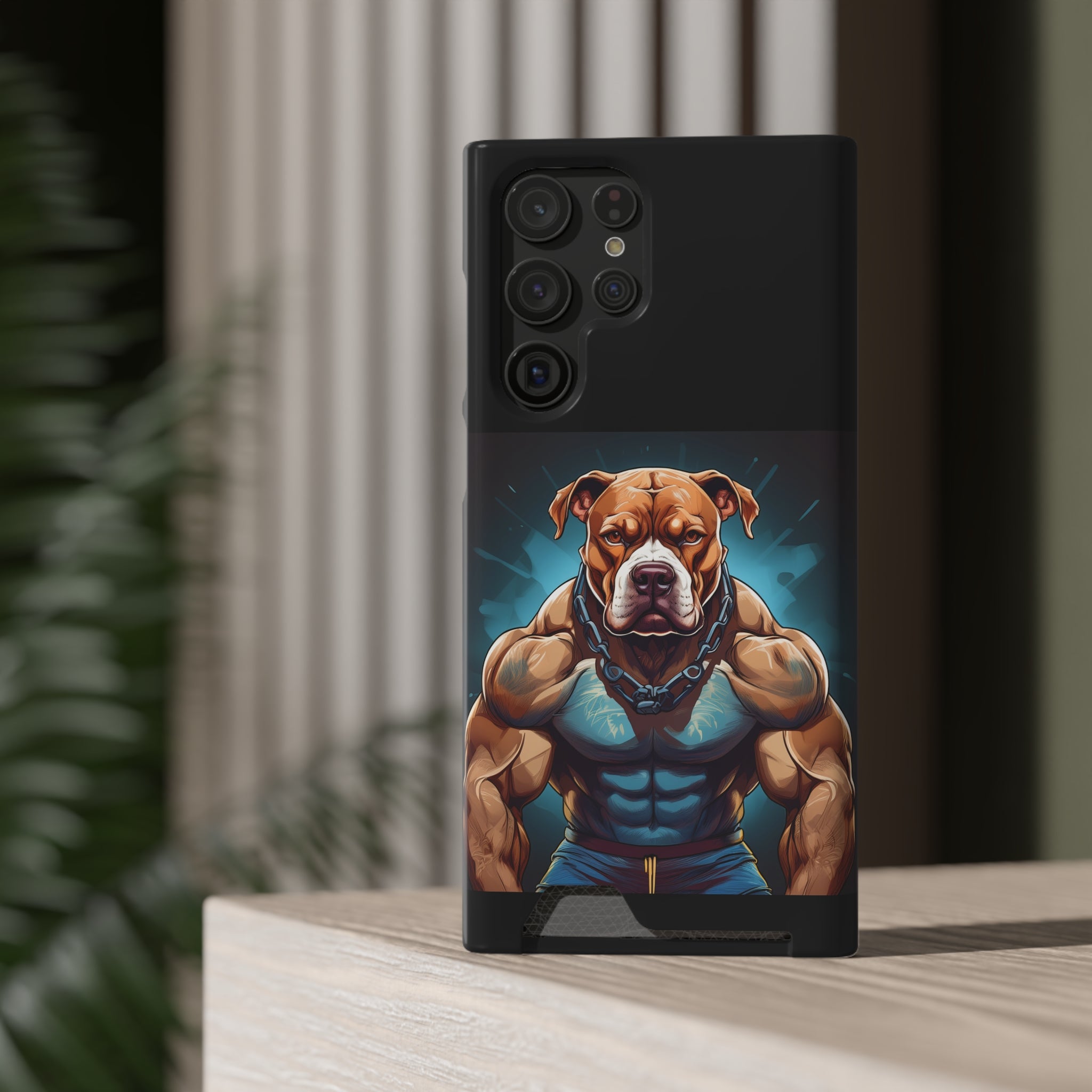 Pitbull Body Builder Phone Case with Card Holder