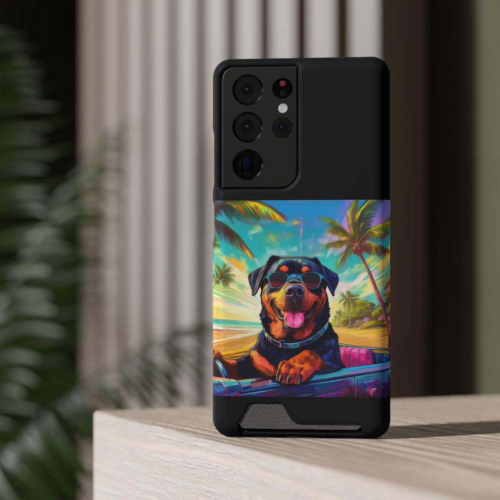Rottweiler Beach Drive Phone Case with Card Holder