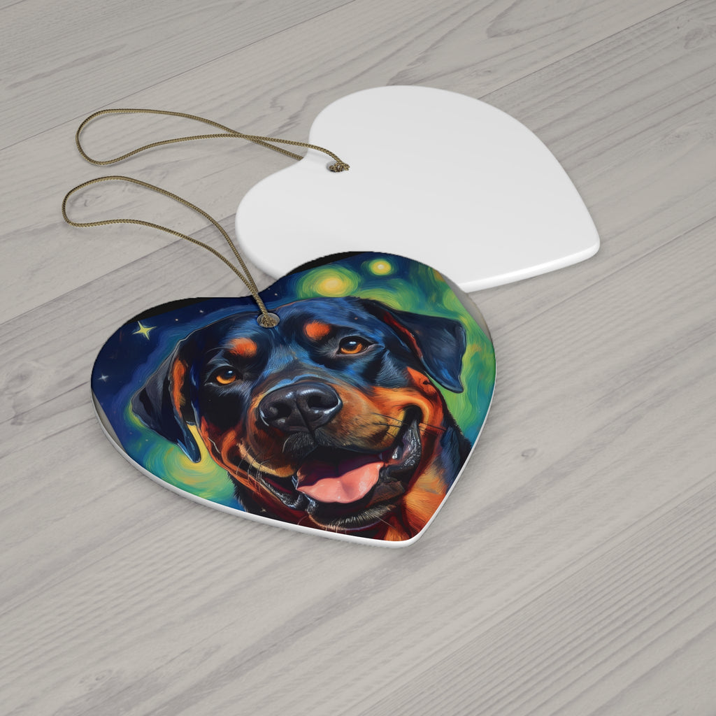 Rottweiler Stary Night Ceramic Ornament