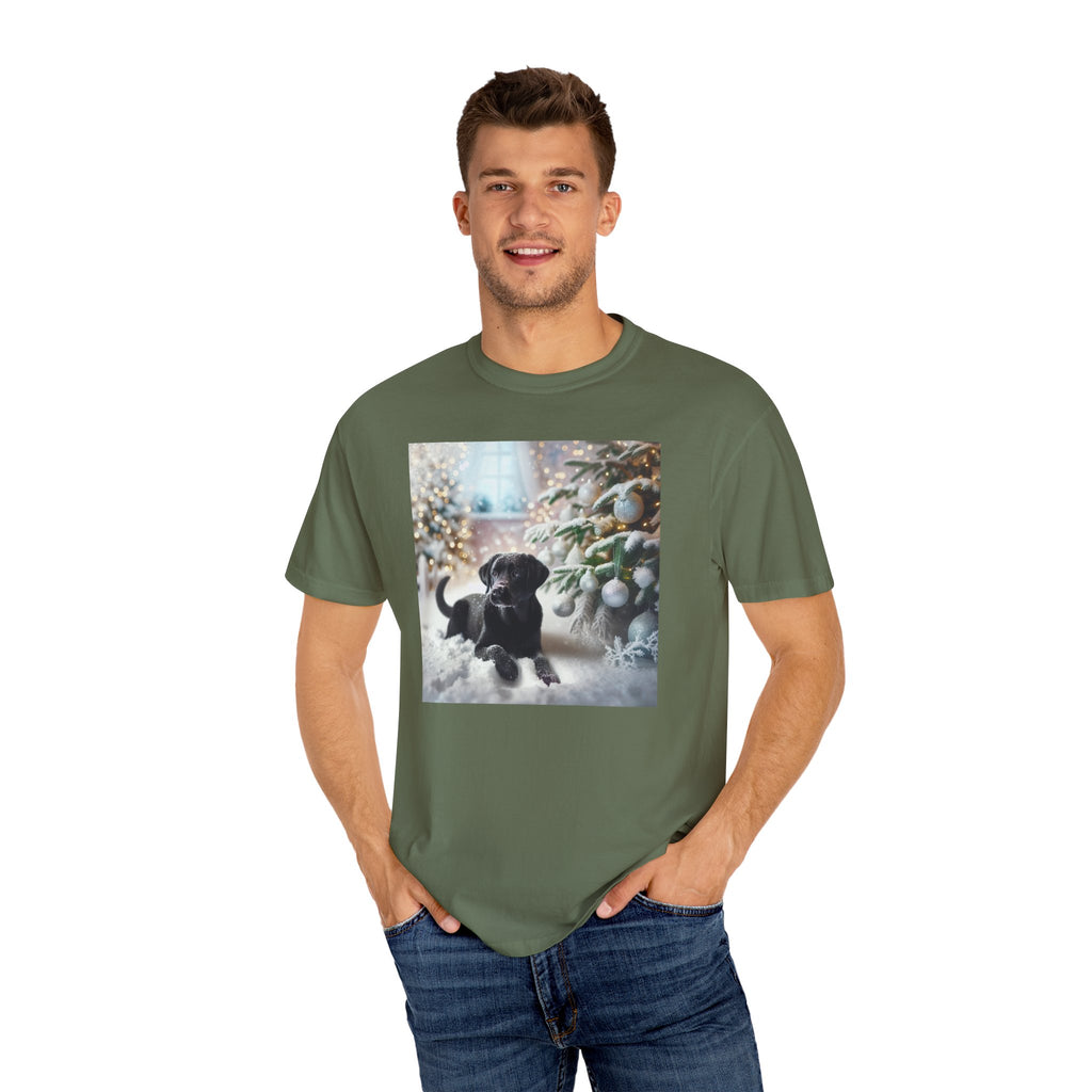 Black Lab Puppy Holiday Unisex Garment-Dyed T-shirt