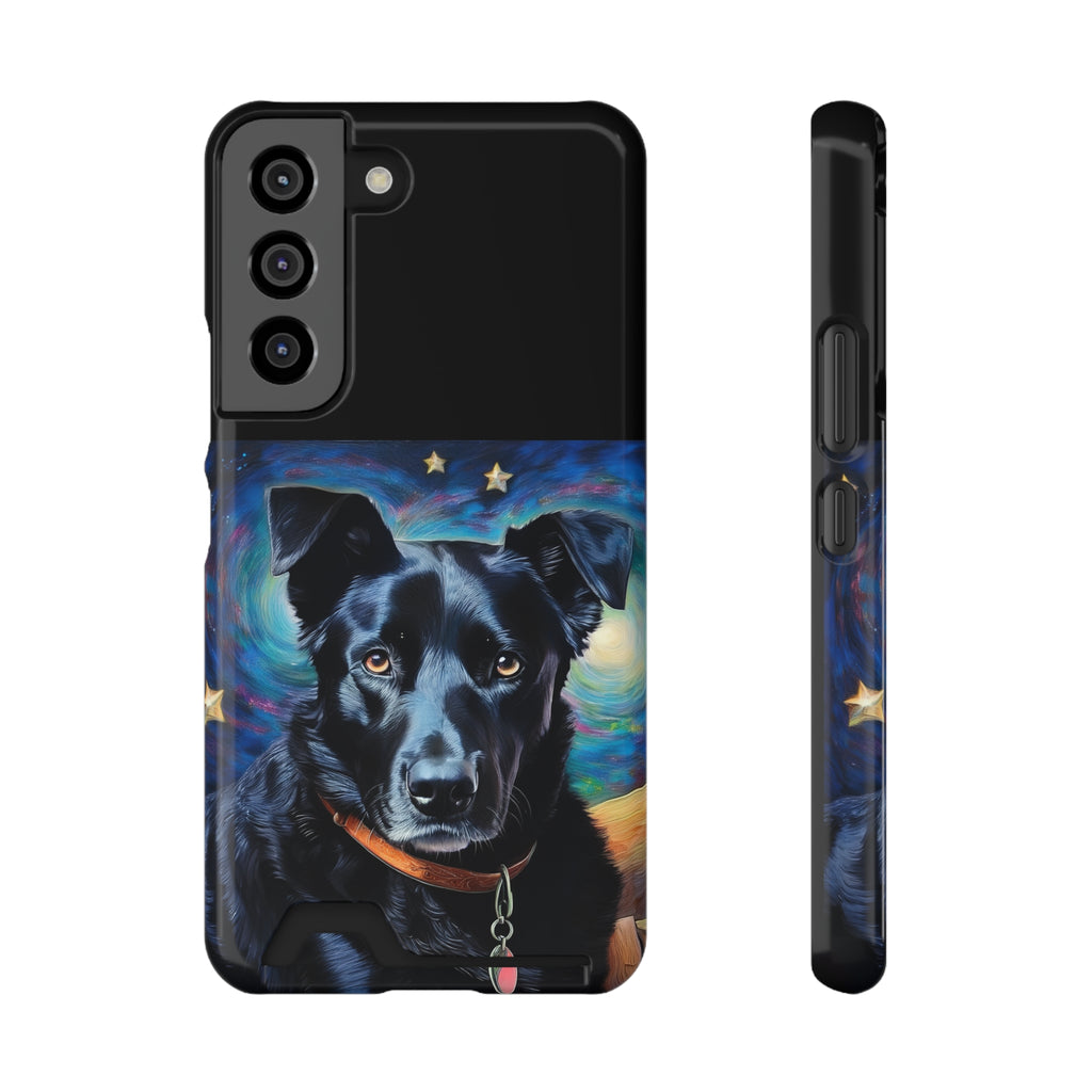 Black Shepherd Lab Stary Night Phone Case with Card Holder