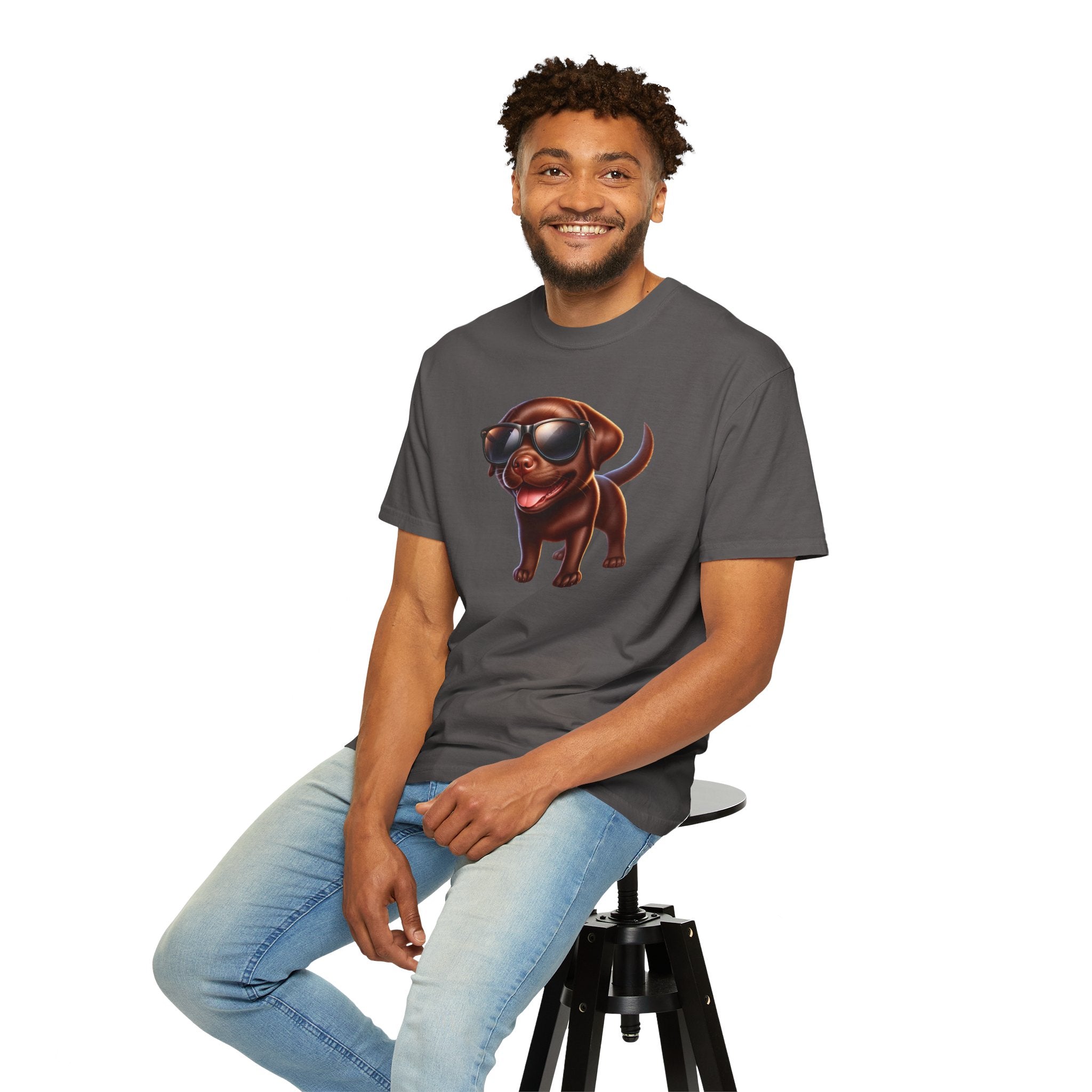 Chocolate Lab w/ sunglasses Unisex Garment-Dyed T-shirt