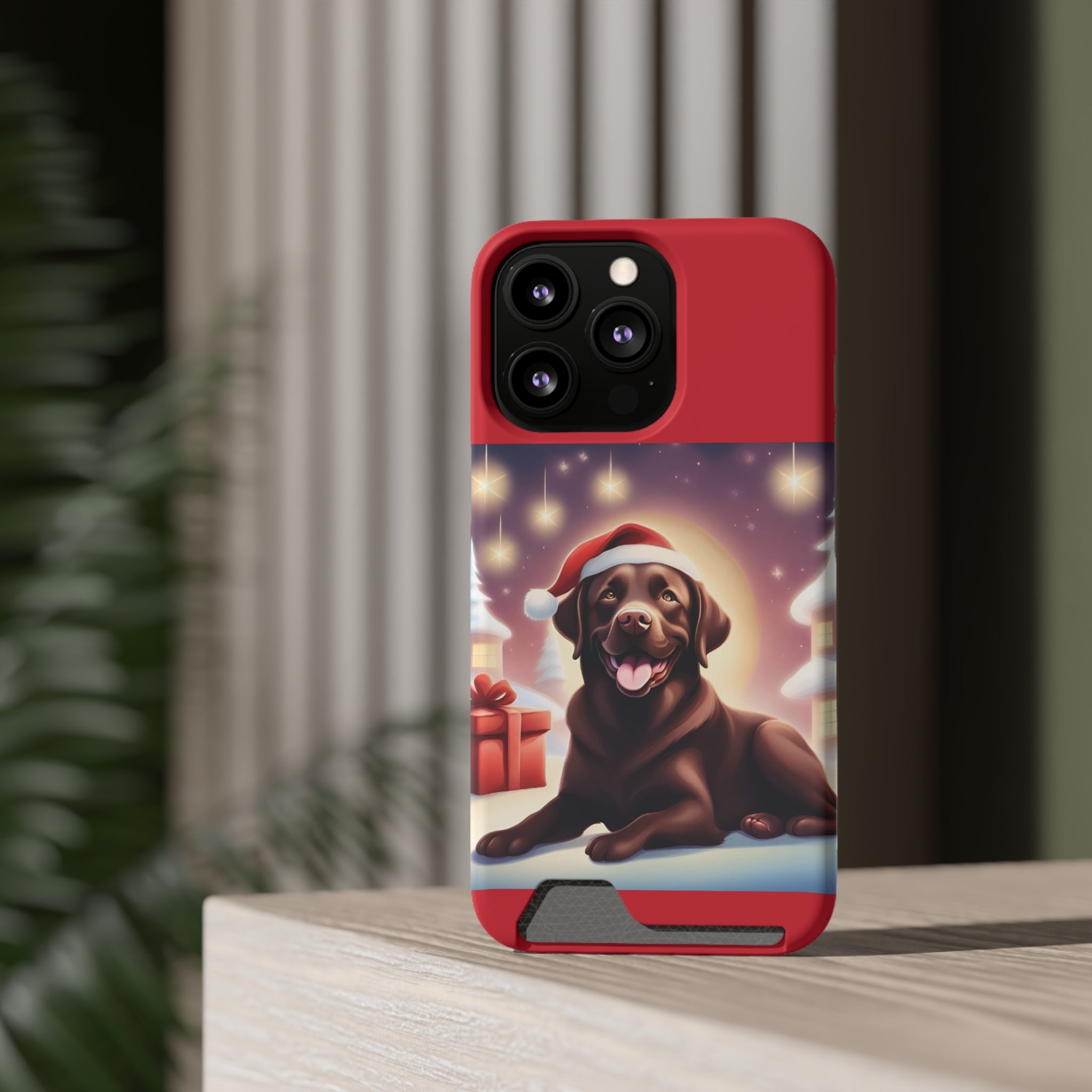 Choclate Lab Holiday Phone Case with Card Holder