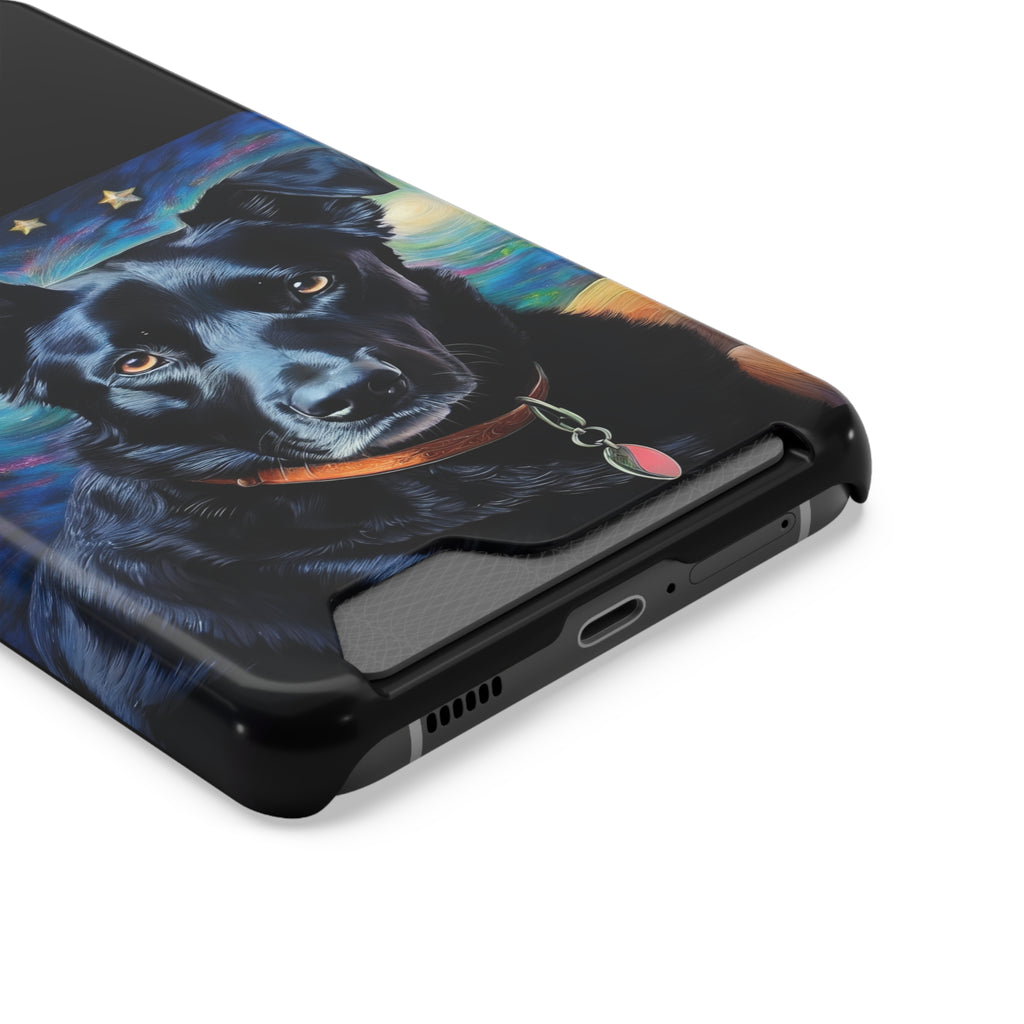Black Shepherd Lab Stary Night Phone Case with Card Holder