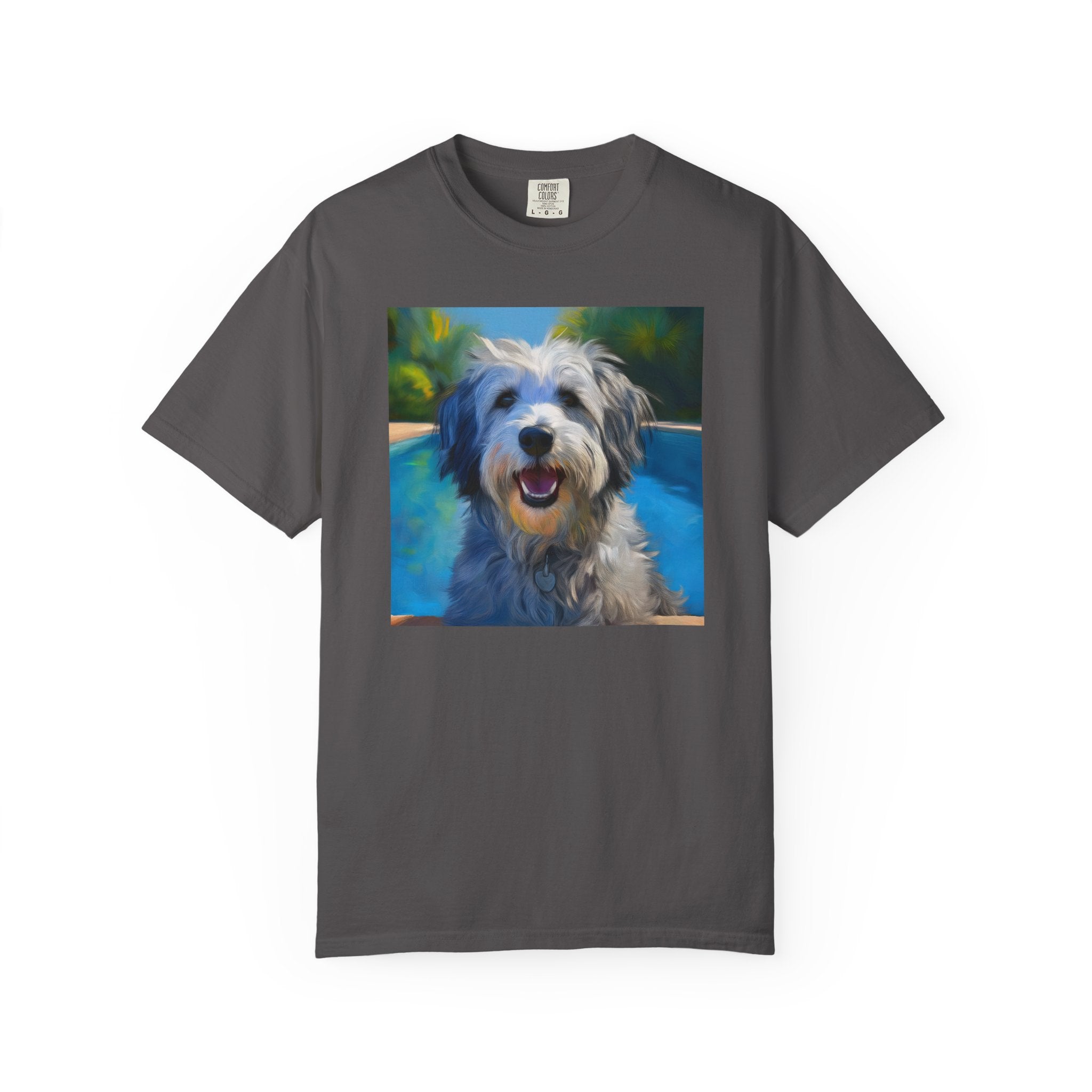 Grey Shaggy Dog Poolside Unisex Garment-Dyed T-shirt