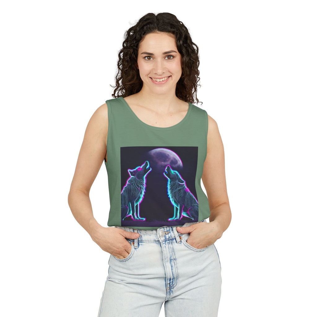 Neon Wolves Howling Unisex Tank Top