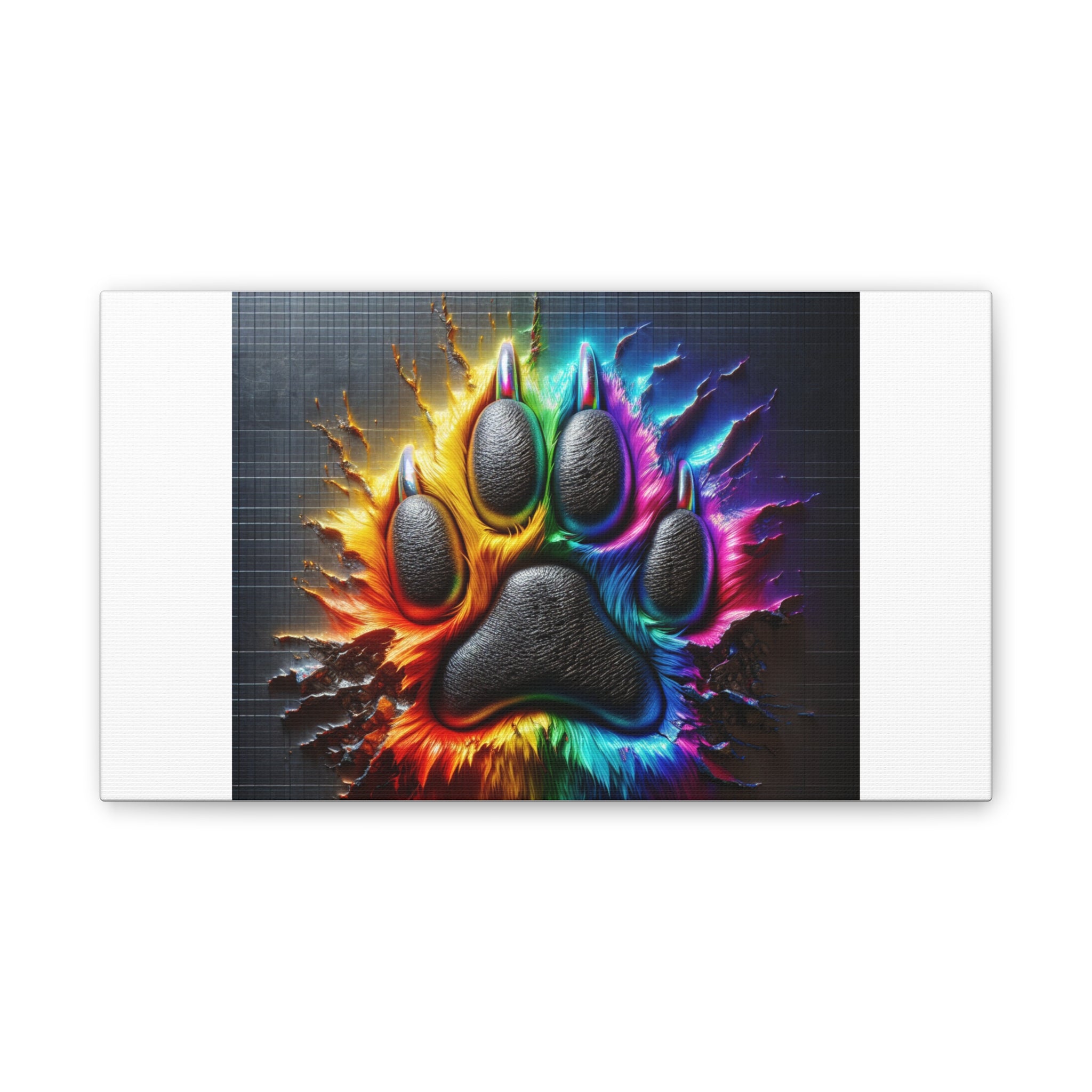 Electric Rainbow Dog Paw Canvas Stretched, 0.75"