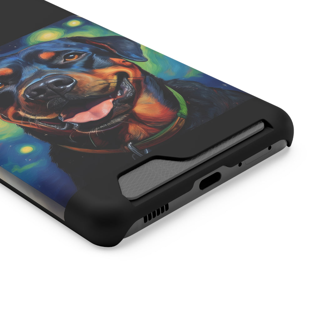 Rottweiler Stary Night Phone Case with Card Holder