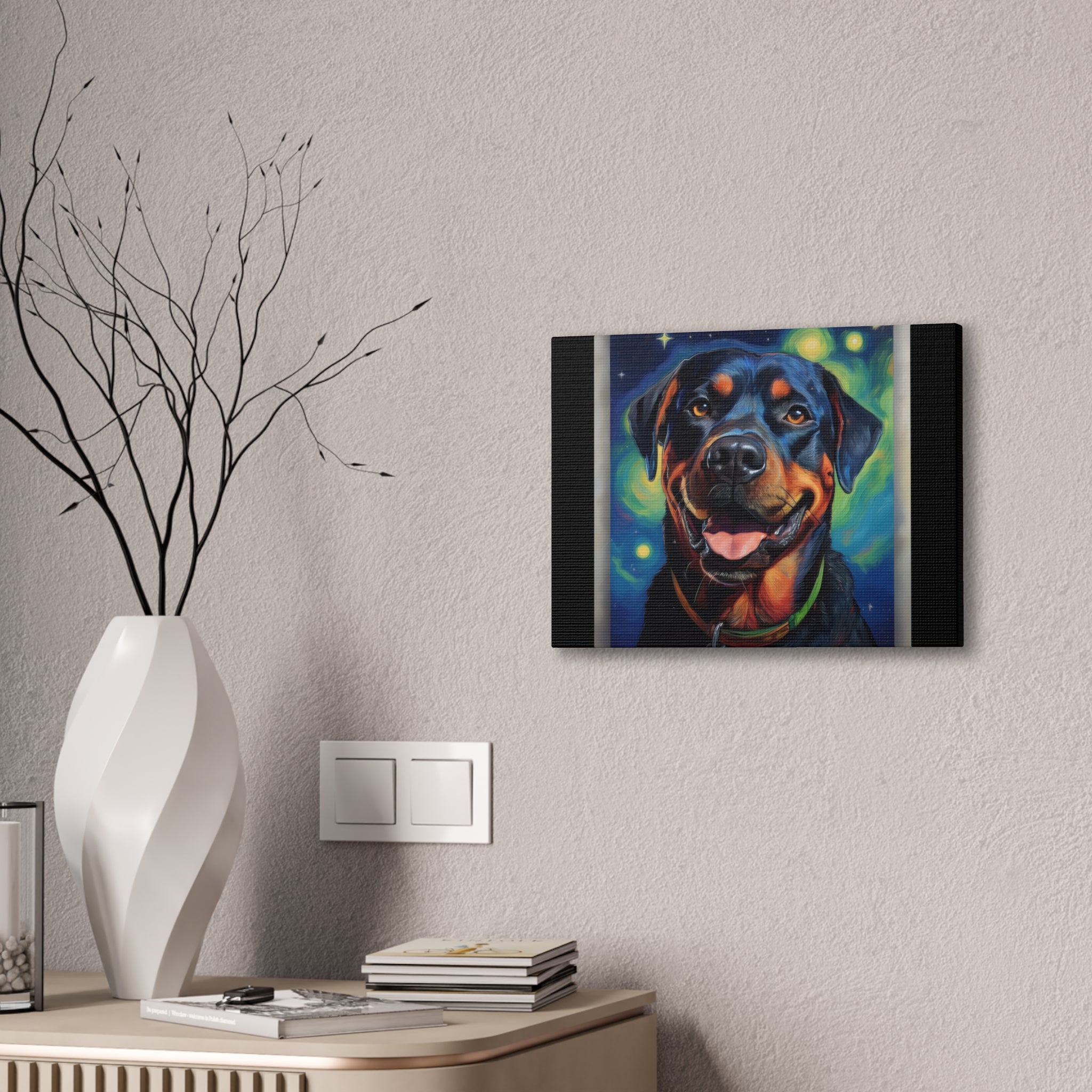 Rottweiler Stary Night Canvas Painting