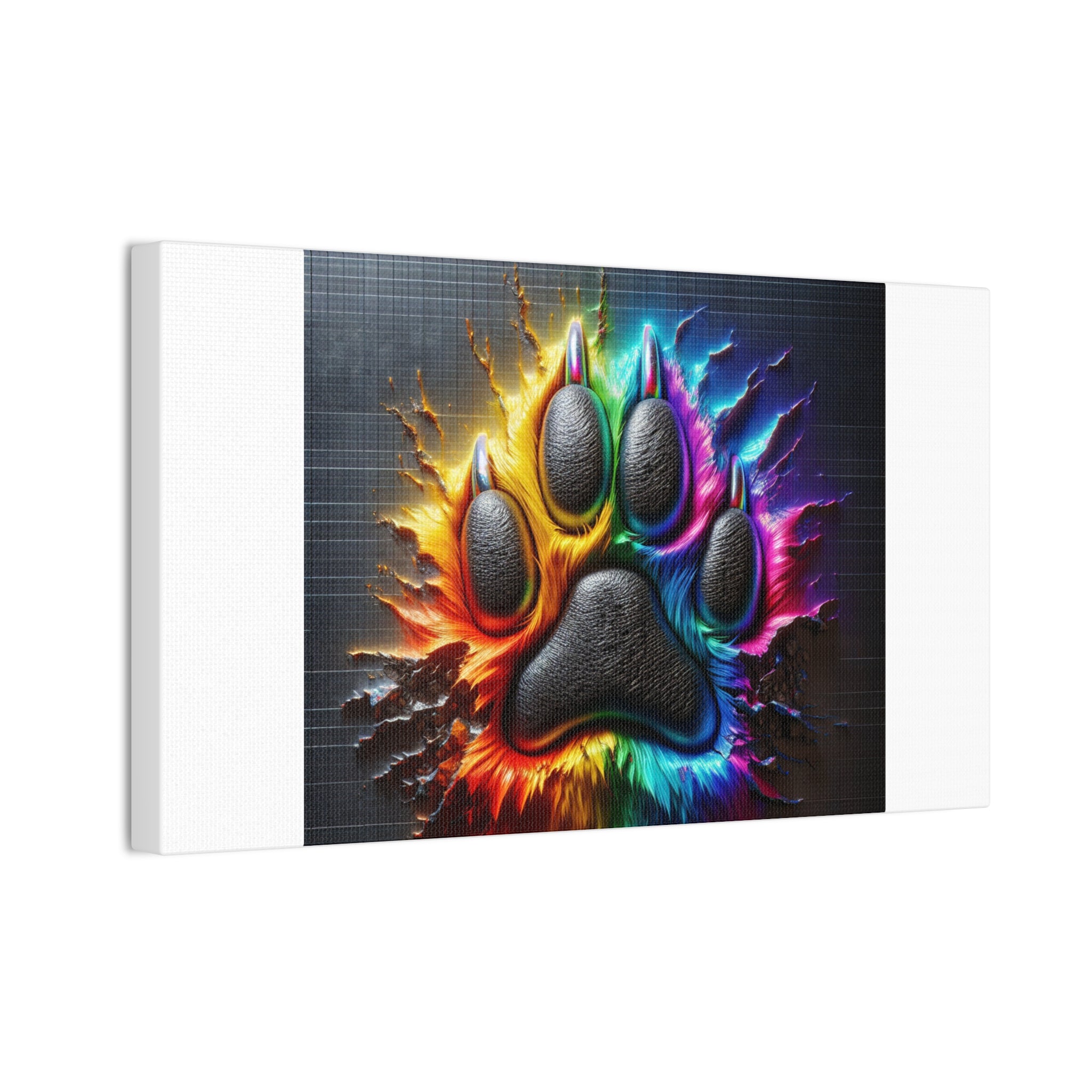 Electric Rainbow Dog Paw Canvas Stretched, 0.75"