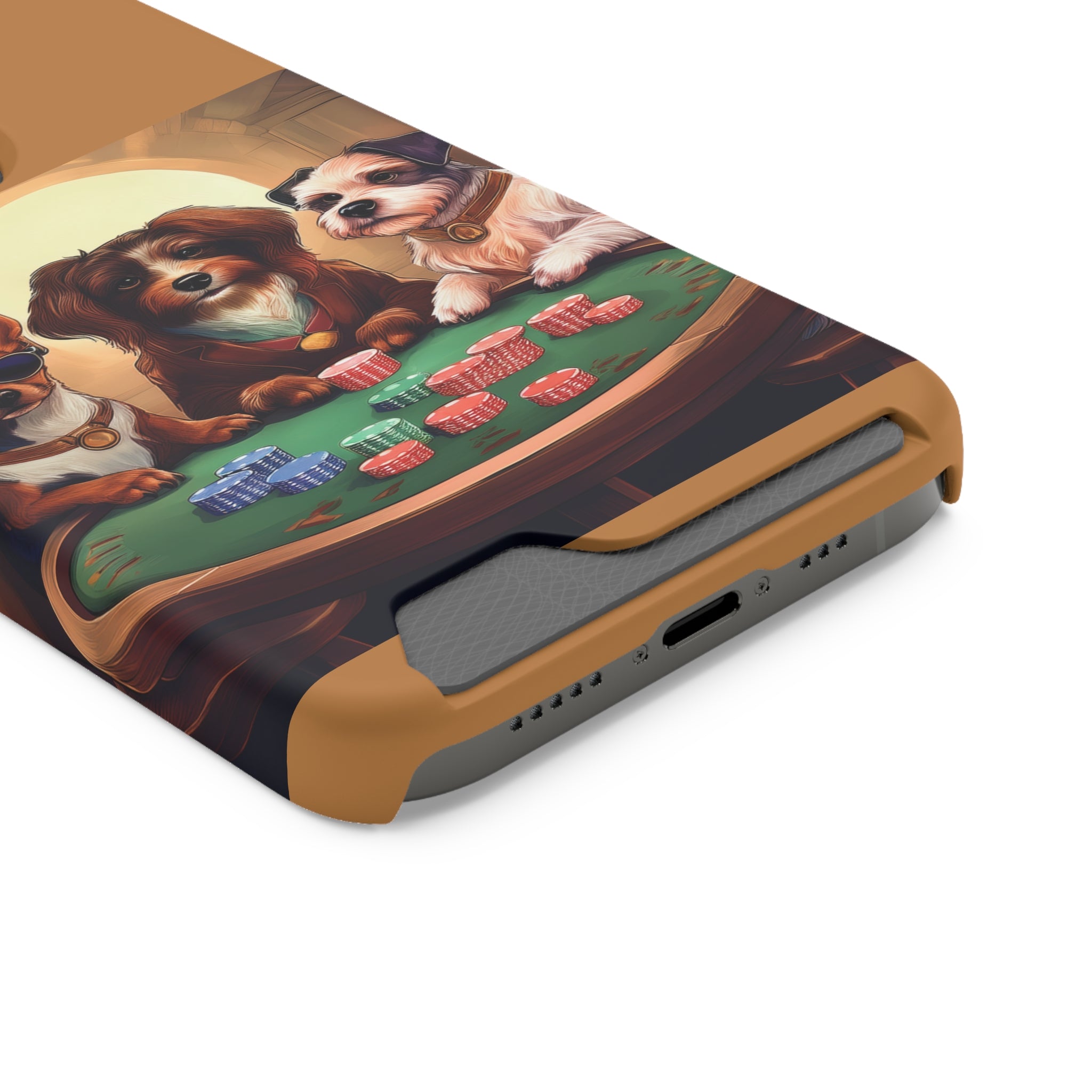 Puppy Poker Phone Case with Card Holder