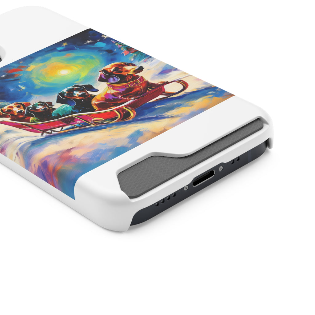Dachshund Night Sleighride Phone Case with Card Holder