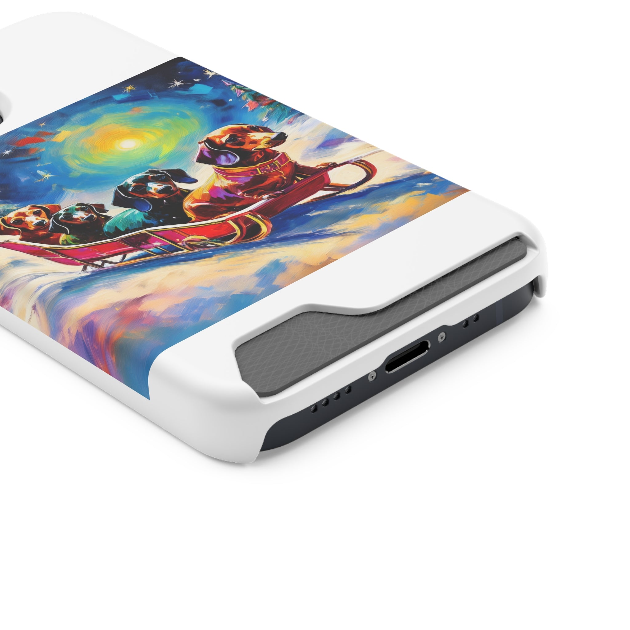 Dachshund Night Sleighride Phone Case with Card Holder