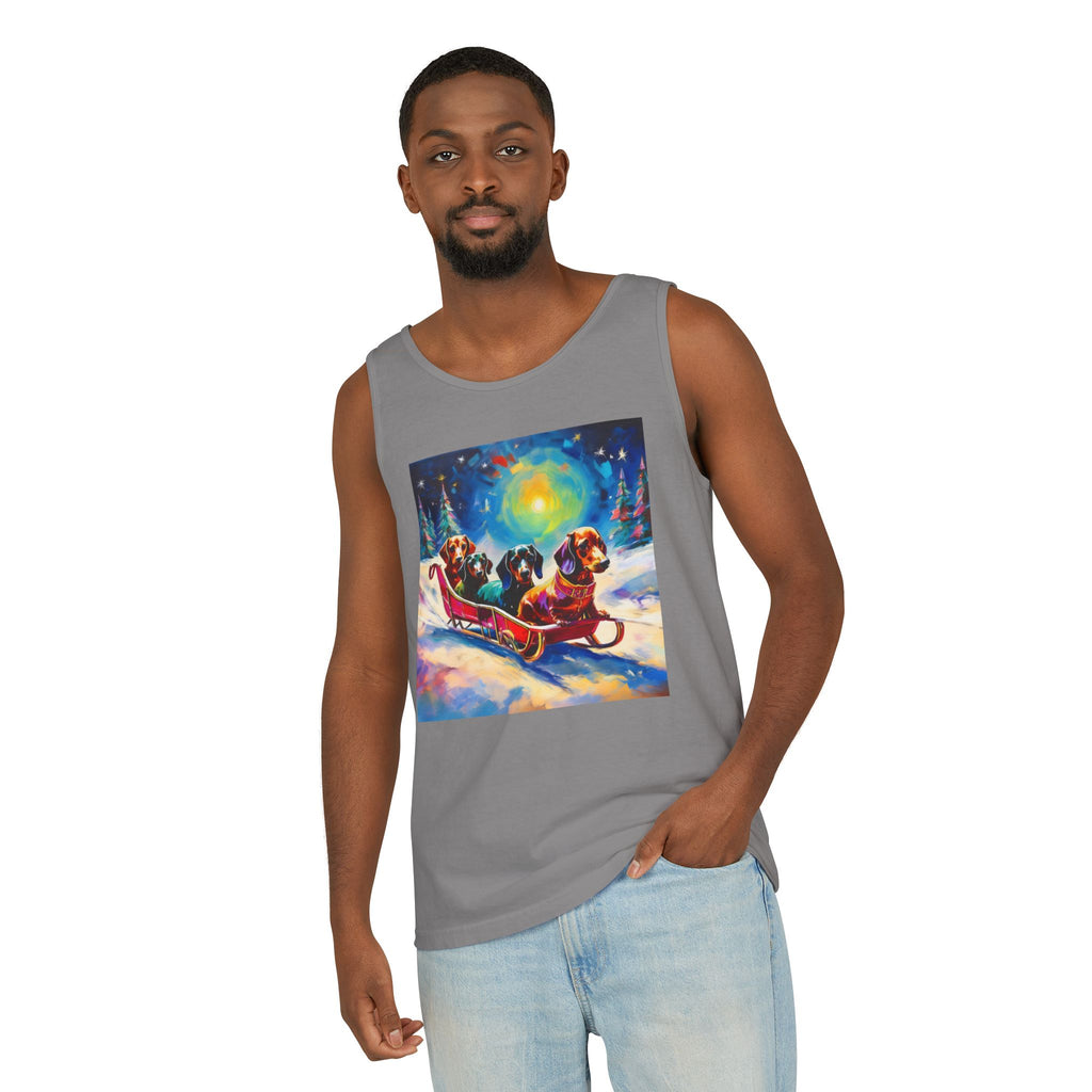 Dachshund Night Sleighride Unisex Tank Top