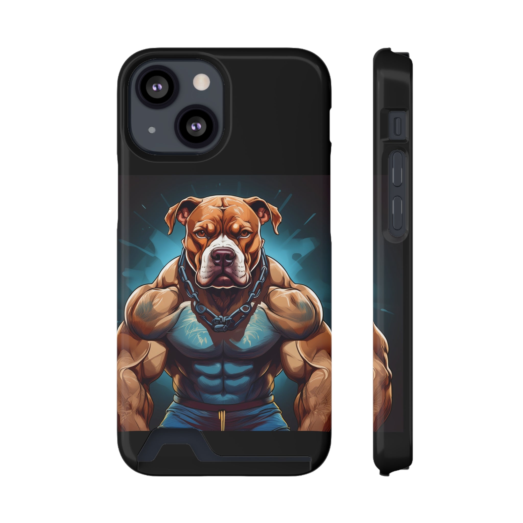 Pitbull Body Builder Phone Case with Card Holder