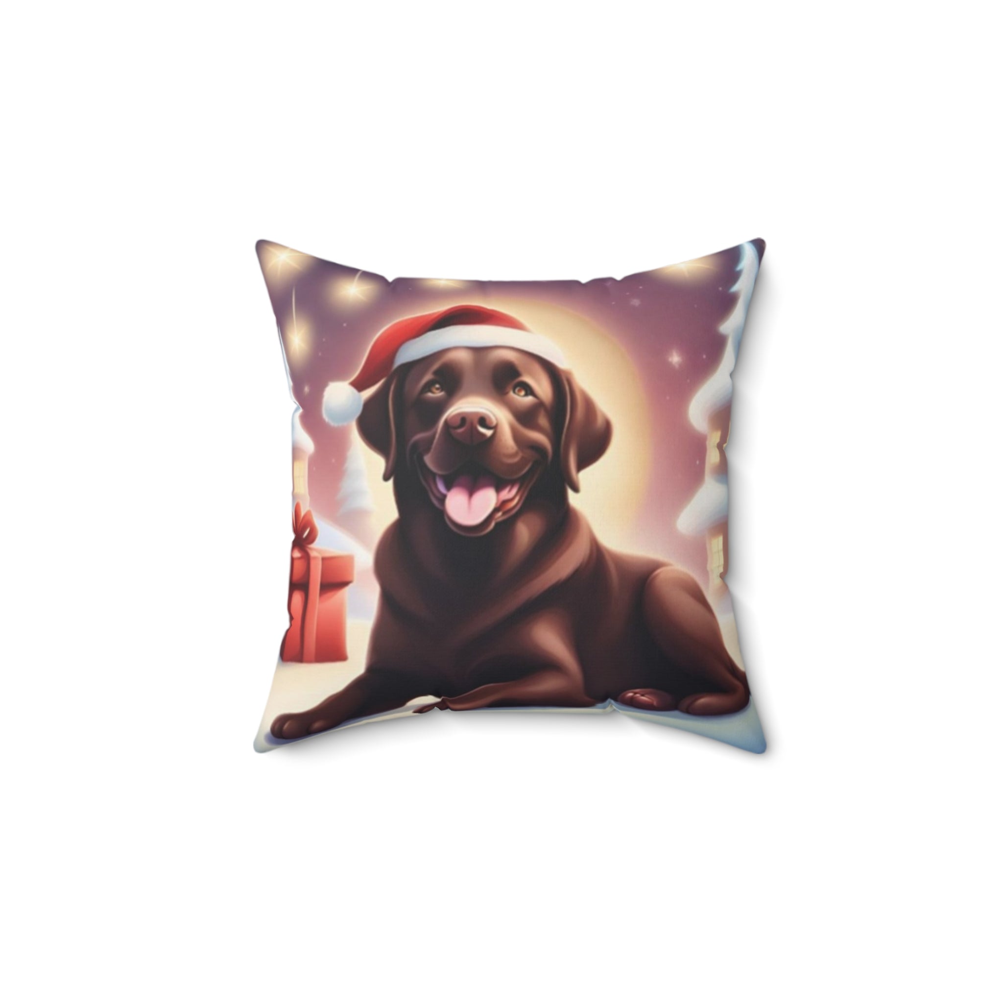 Chocolate Lab Holiday Square Pillow