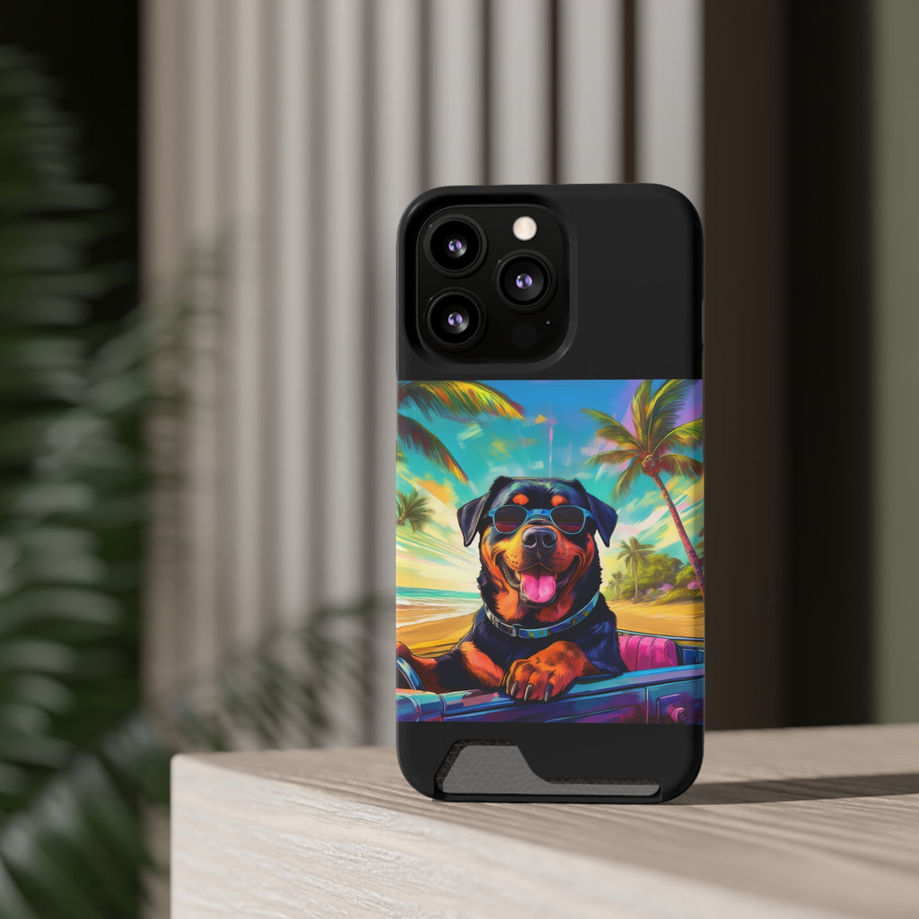 Rottweiler Beach Drive Phone Case with Card Holder