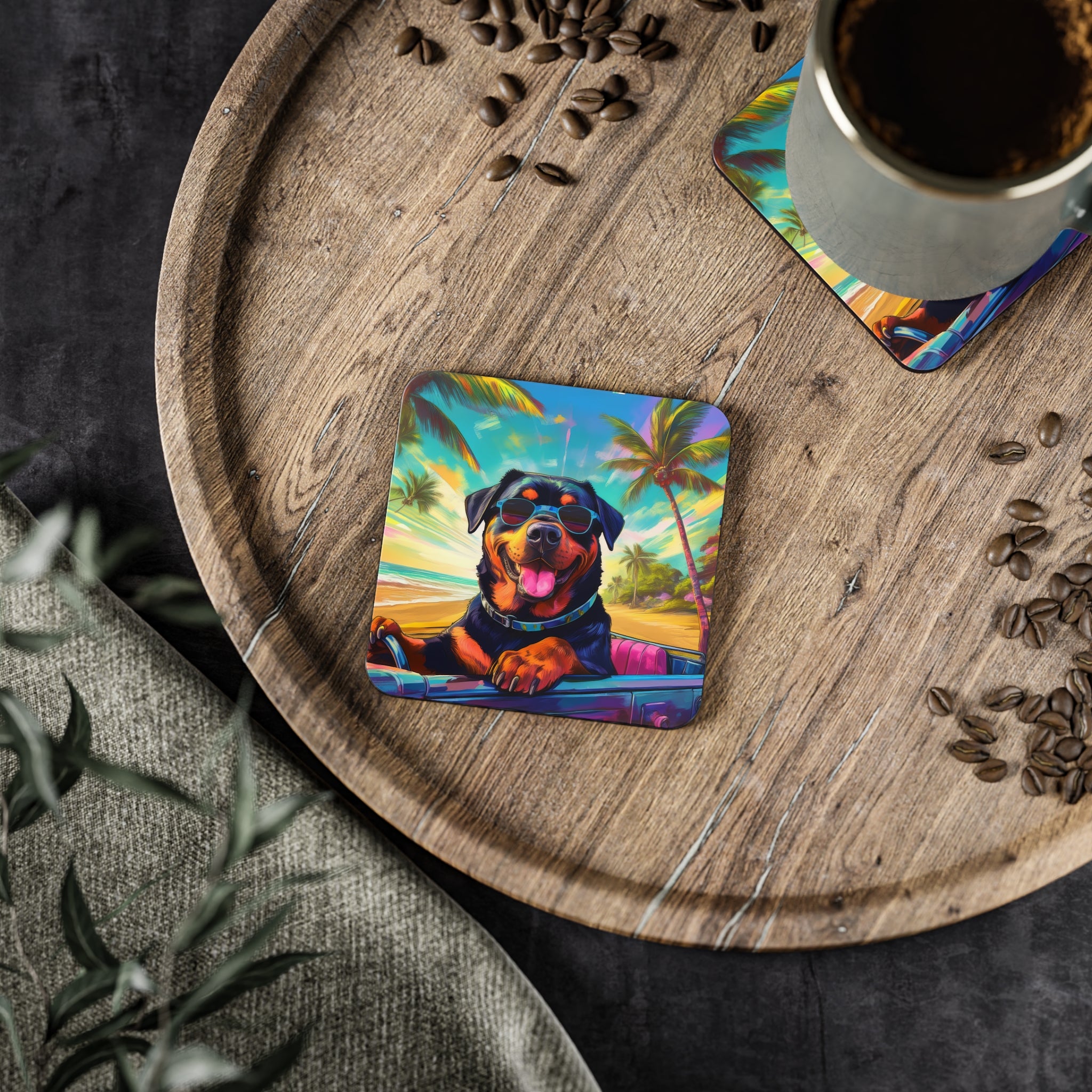 Rottweiler Beach Drive Coasters