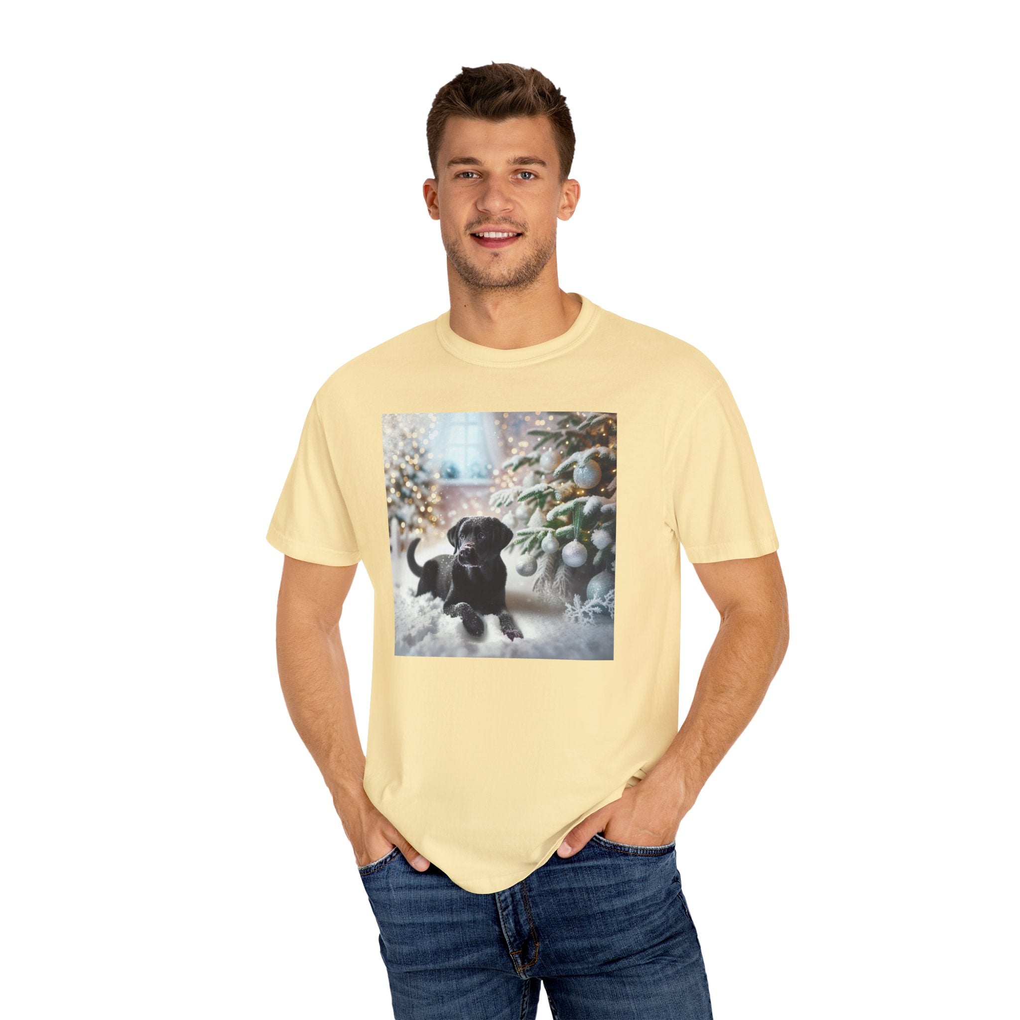 Black Lab Puppy Holiday Unisex Garment-Dyed T-shirt