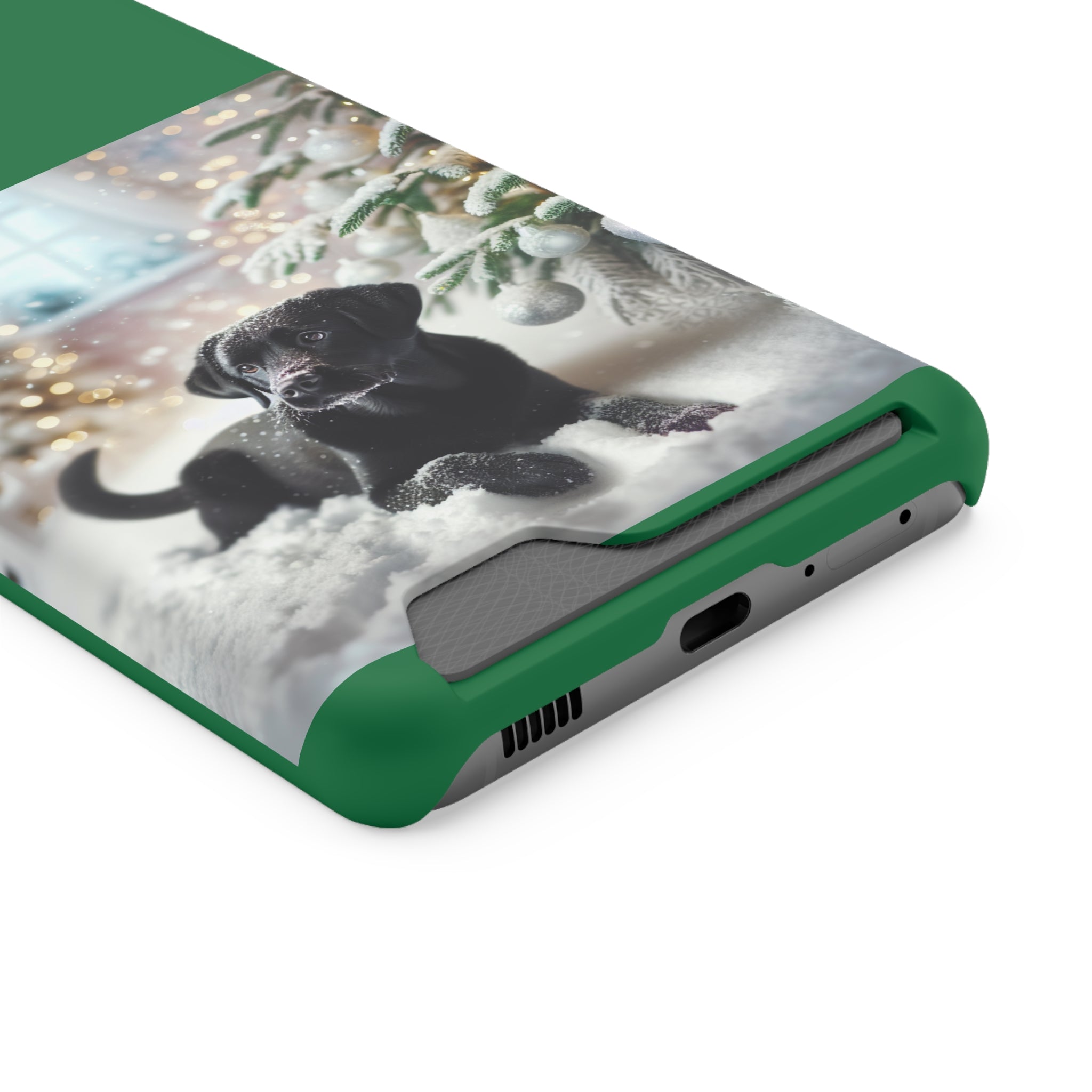 Black Lab Holiday Phone Case with Card Holder