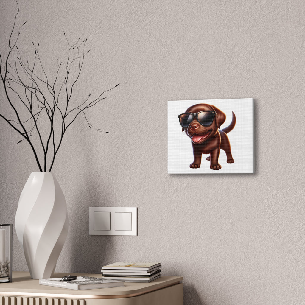 Chocolate Lab in Sunglasses Canvas Stretched, 0.75"