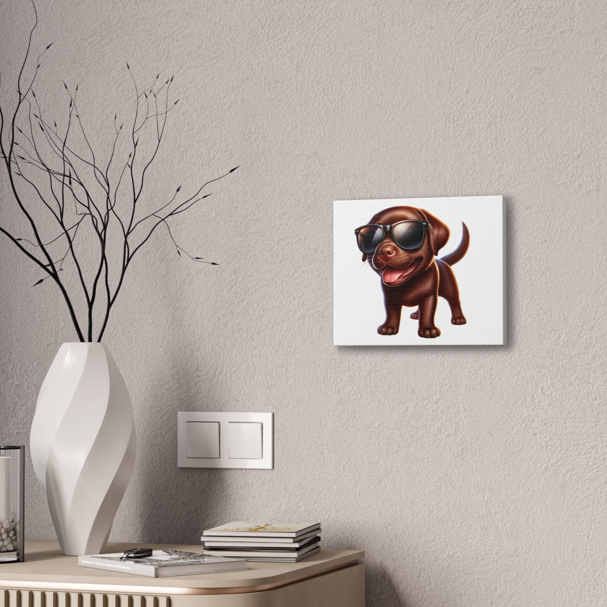 Chocolate Lab in Sunglasses Canvas Stretched, 0.75"