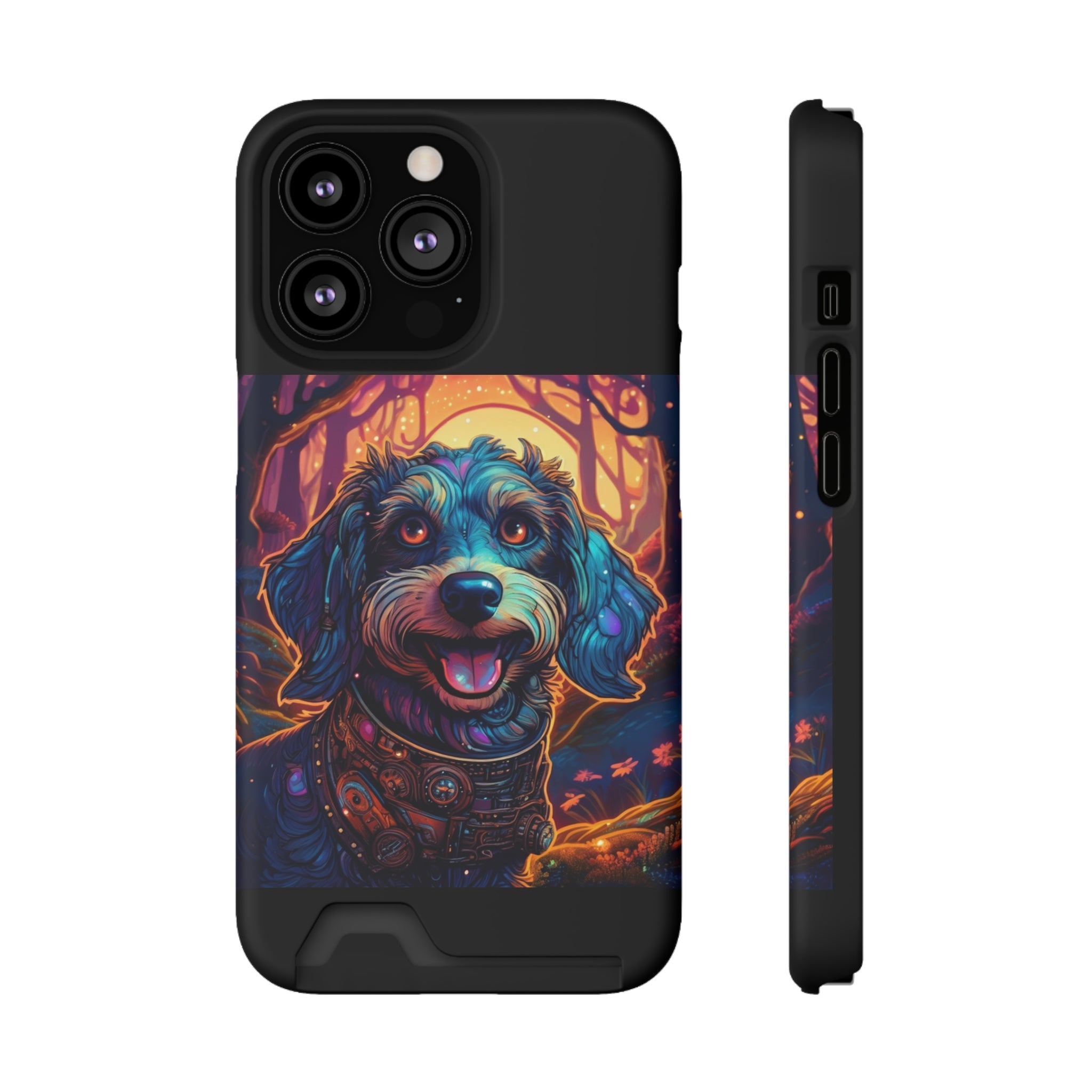 Dachshund Steampunk Phone Case with Card Holder