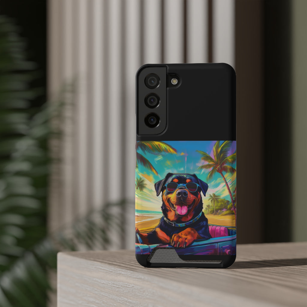 Rottweiler Beach Drive Phone Case with Card Holder