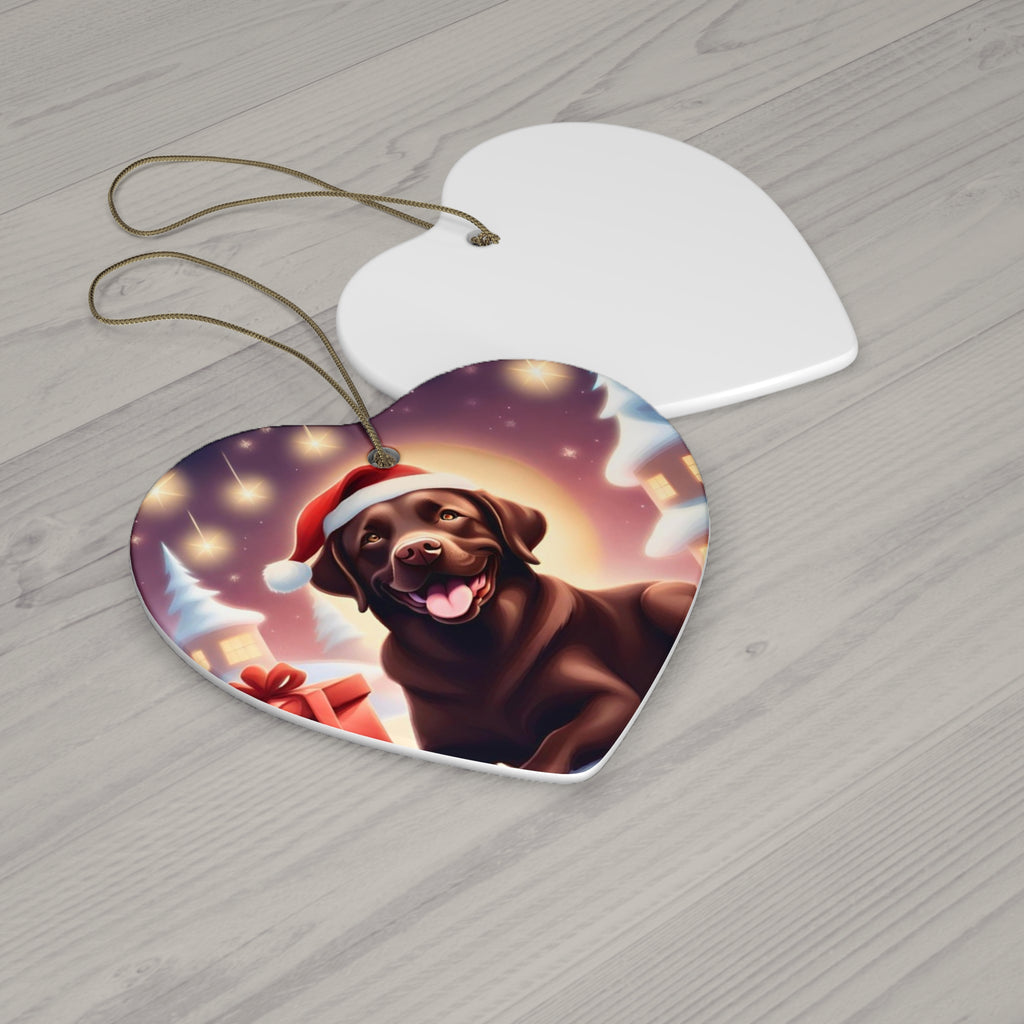 Chocolate Lab Holiday Ceramic Ornament