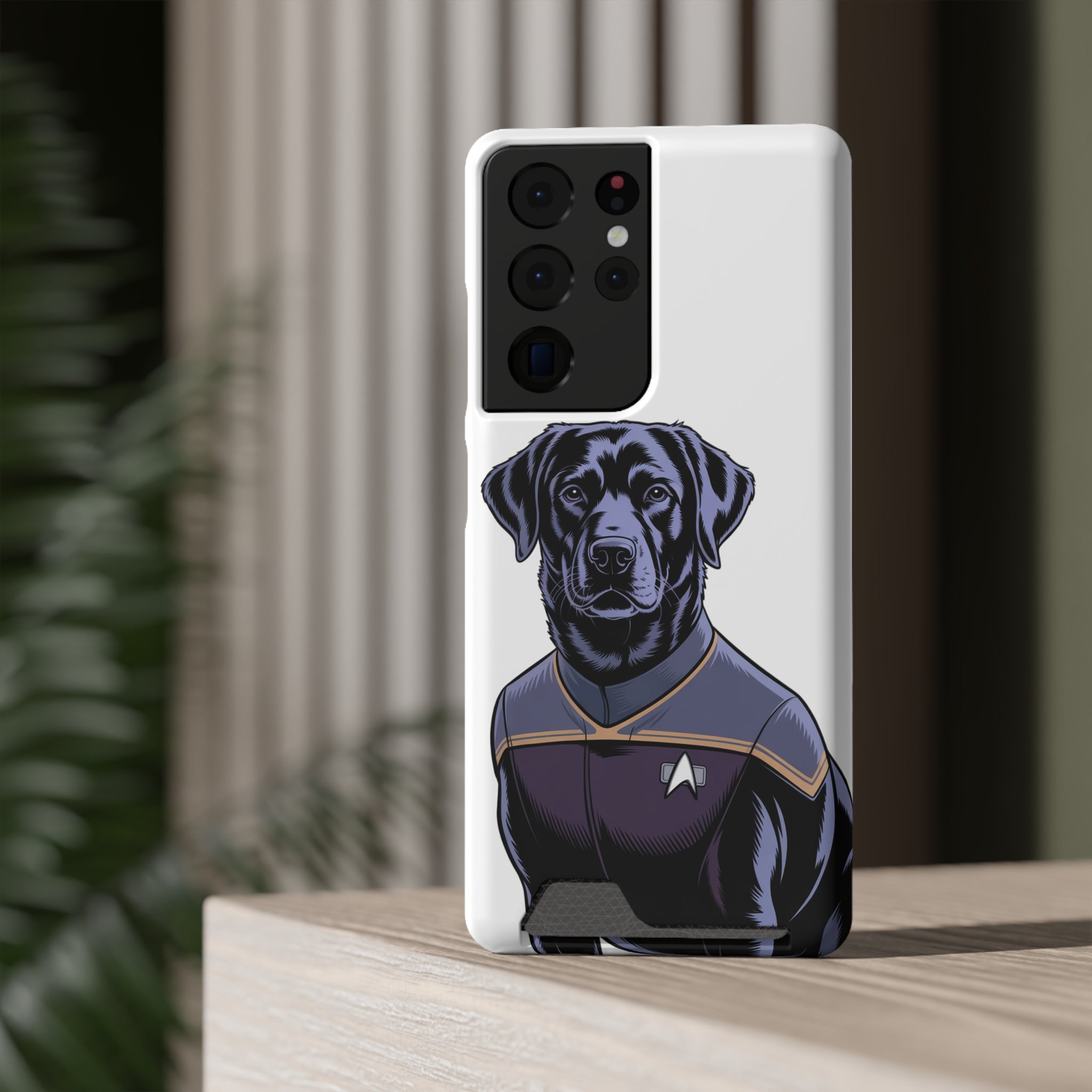 Black Lab Dog-Fleet Phone Case with Card Holder