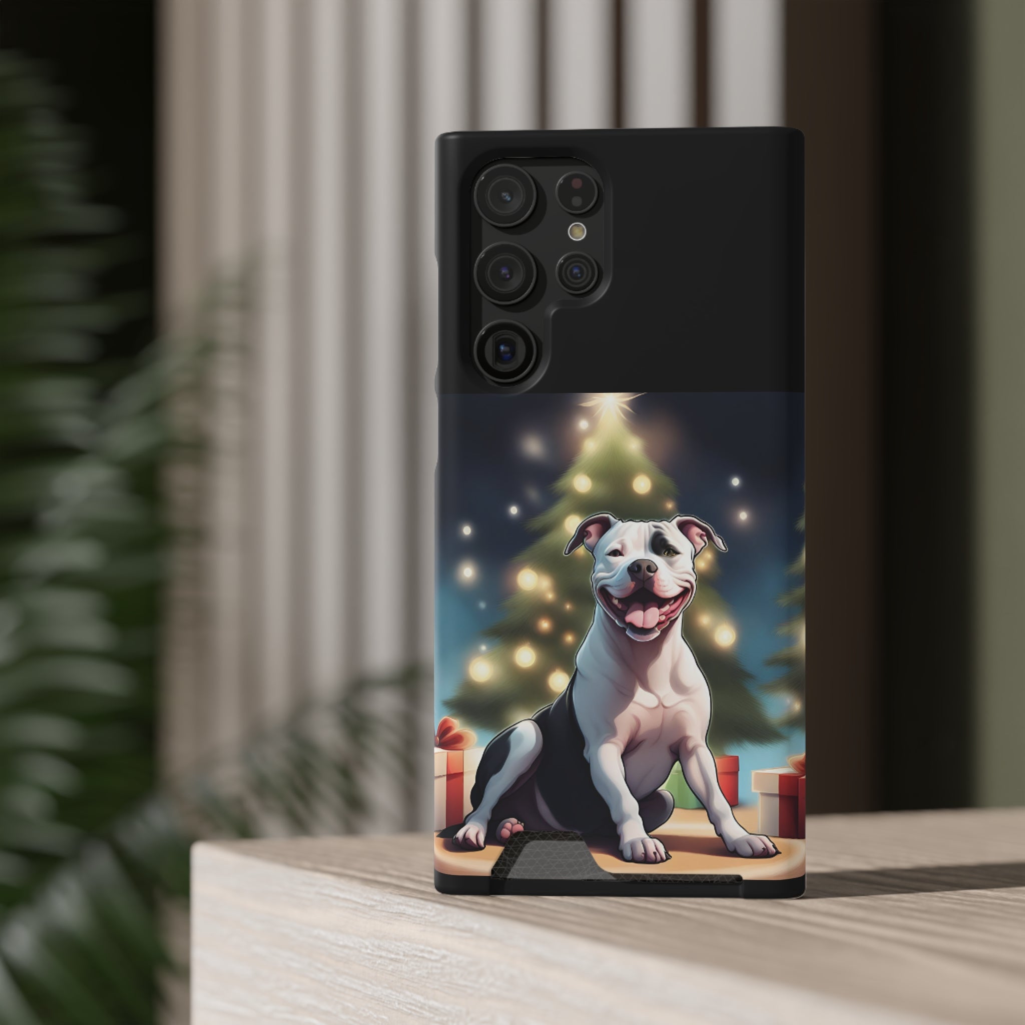 Pitbull Holiday Phone Case with Card Holder