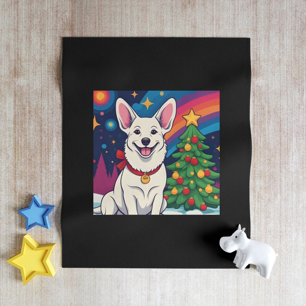 White Corgi Holiday Throw Blanket