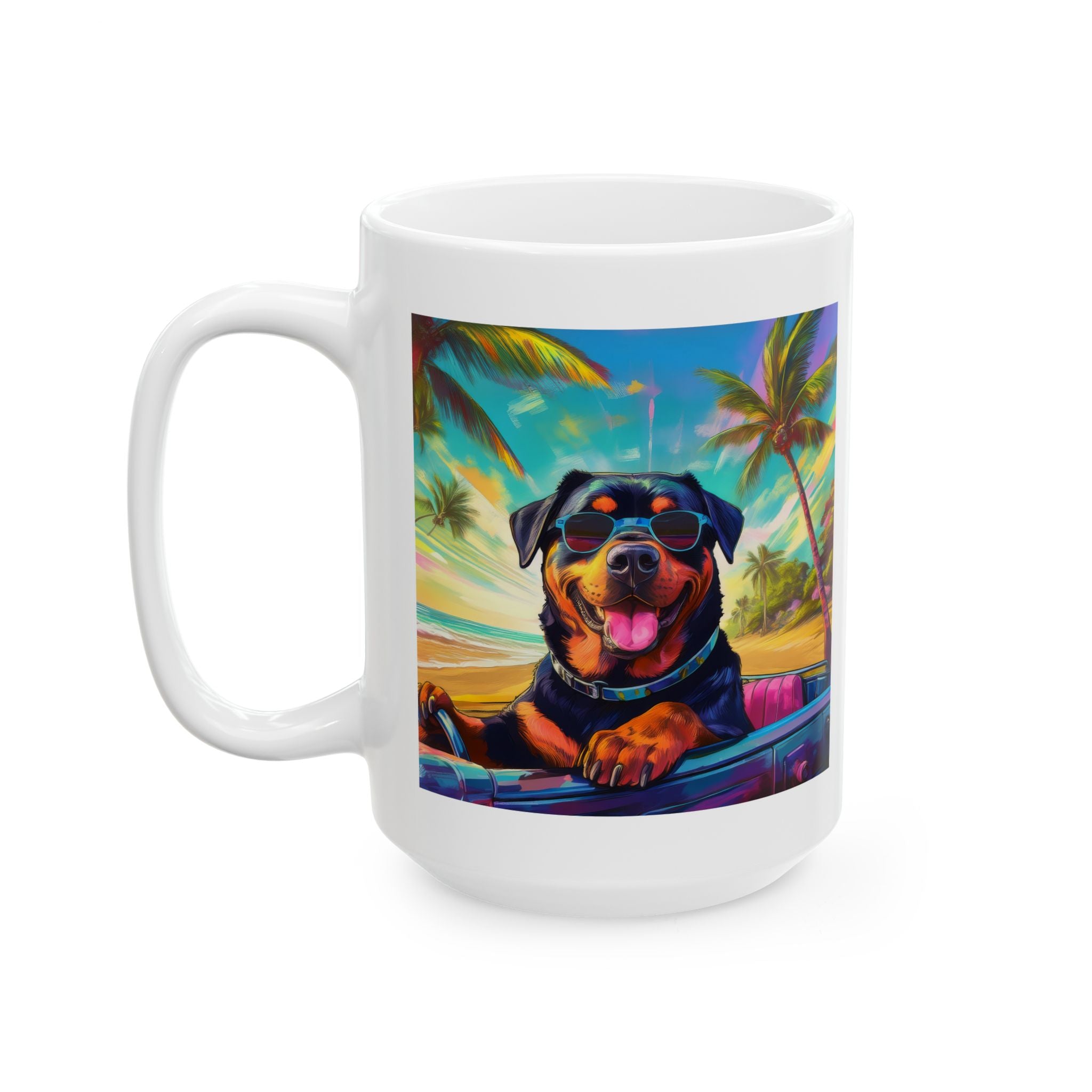 Rottweiler Beach Drive Ceramic Mug, (11oz, 15oz)