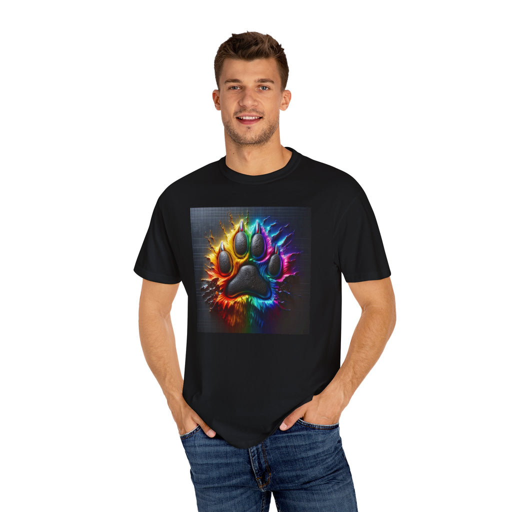 Electric Rainbow Dog Paw Unisex Garment-Dyed T-shirt