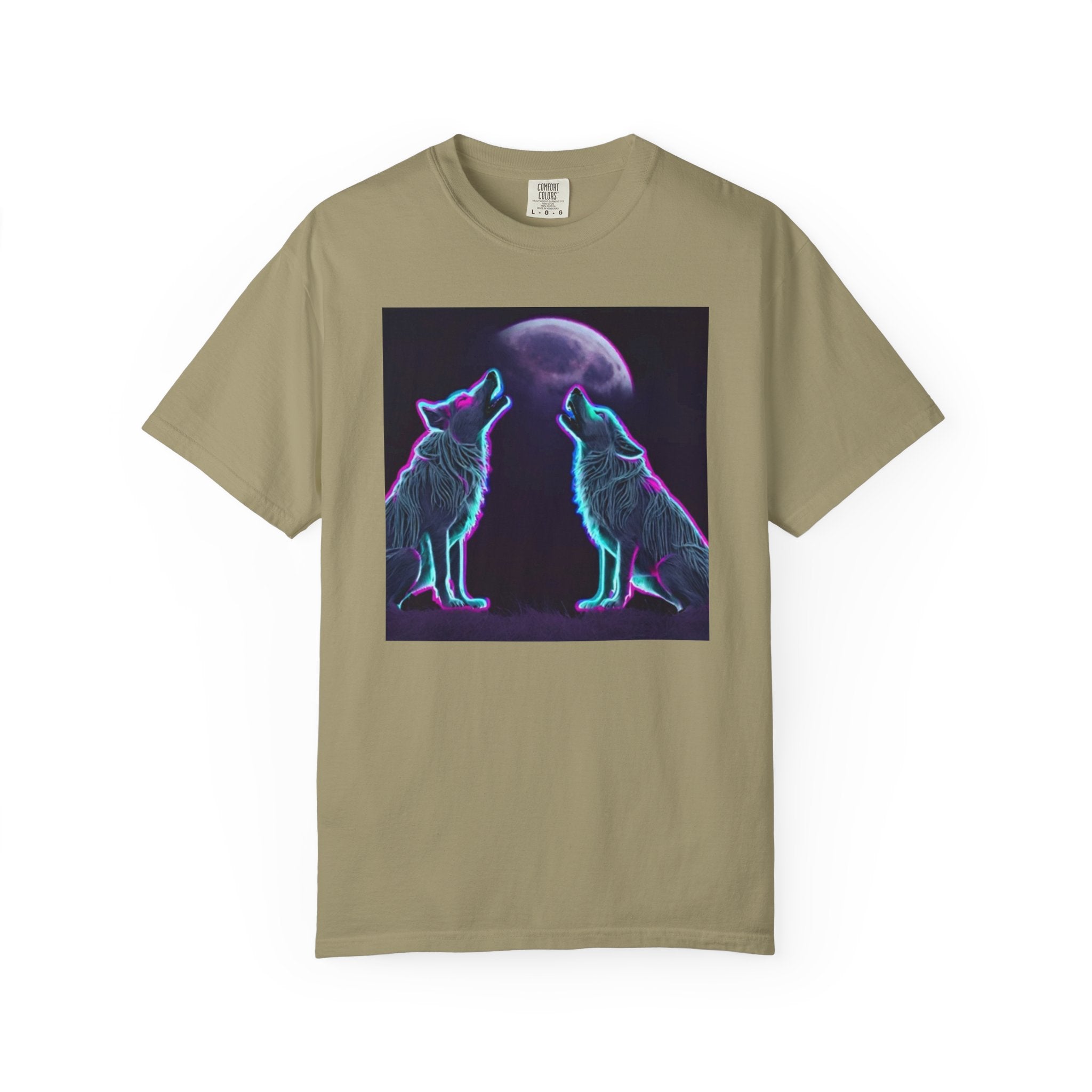Neon Wolves Howling Unisex Garment-Dyed T-shirt