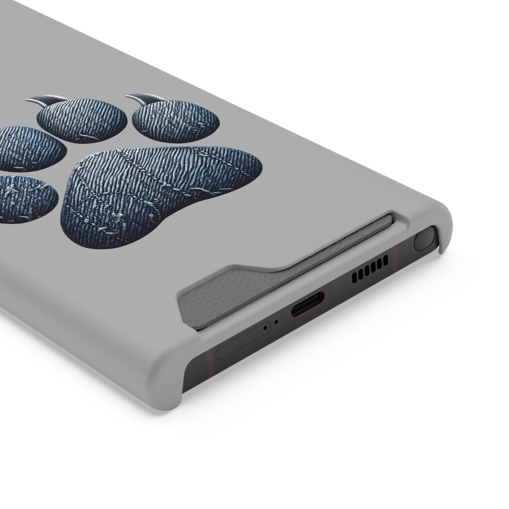 Denim Dog Paw Phone Case with Card Holder
