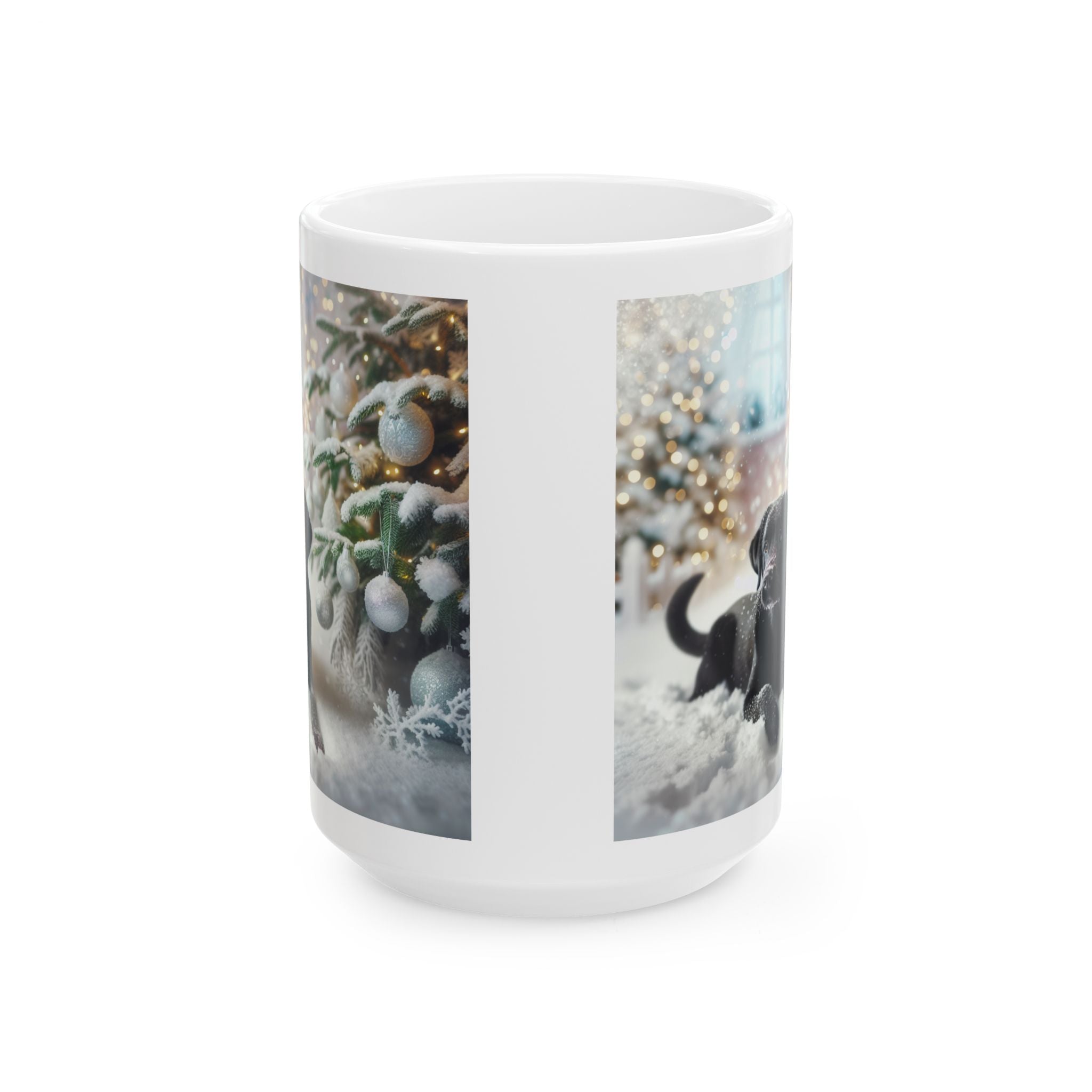 Black Lab Puppy Holiday Ceramic Mug, (11oz, 15oz)