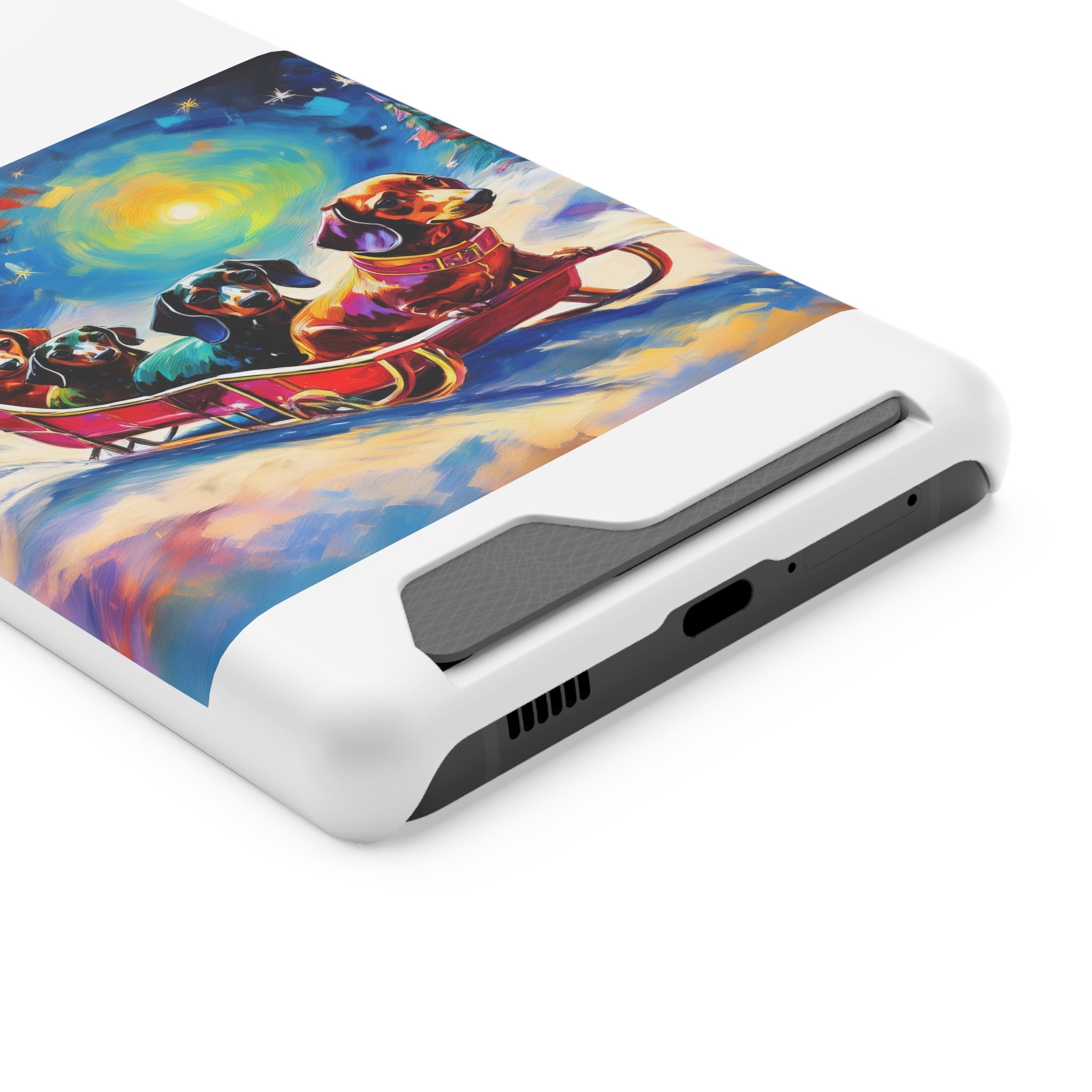 Dachshund Night Sleighride Phone Case with Card Holder