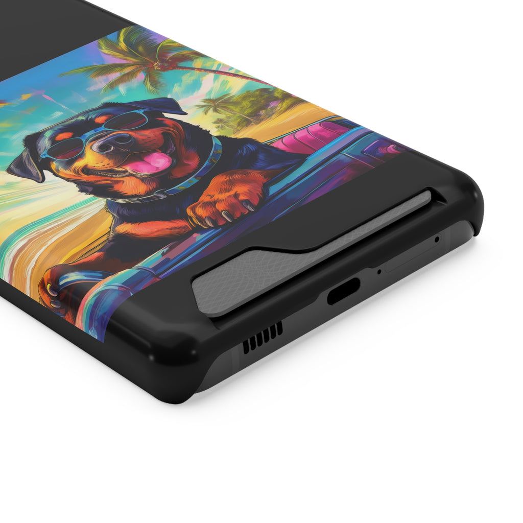 Rottweiler Beach Drive Phone Case with Card Holder