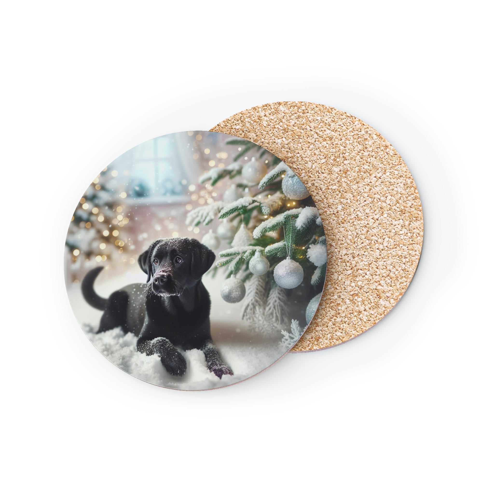 Black Lab Puppy Holiday Coasters