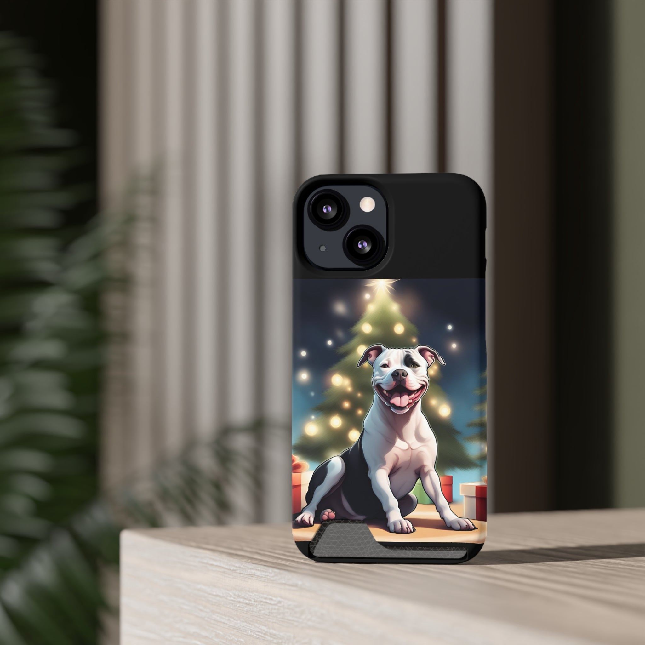 Pitbull Holiday Phone Case with Card Holder