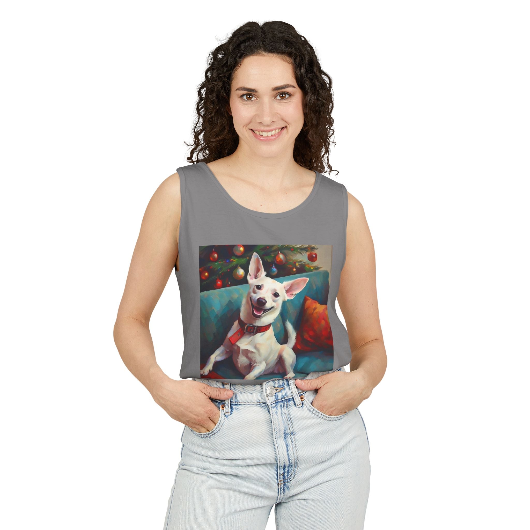 White Corgi Holiday II Unisex Tank Top