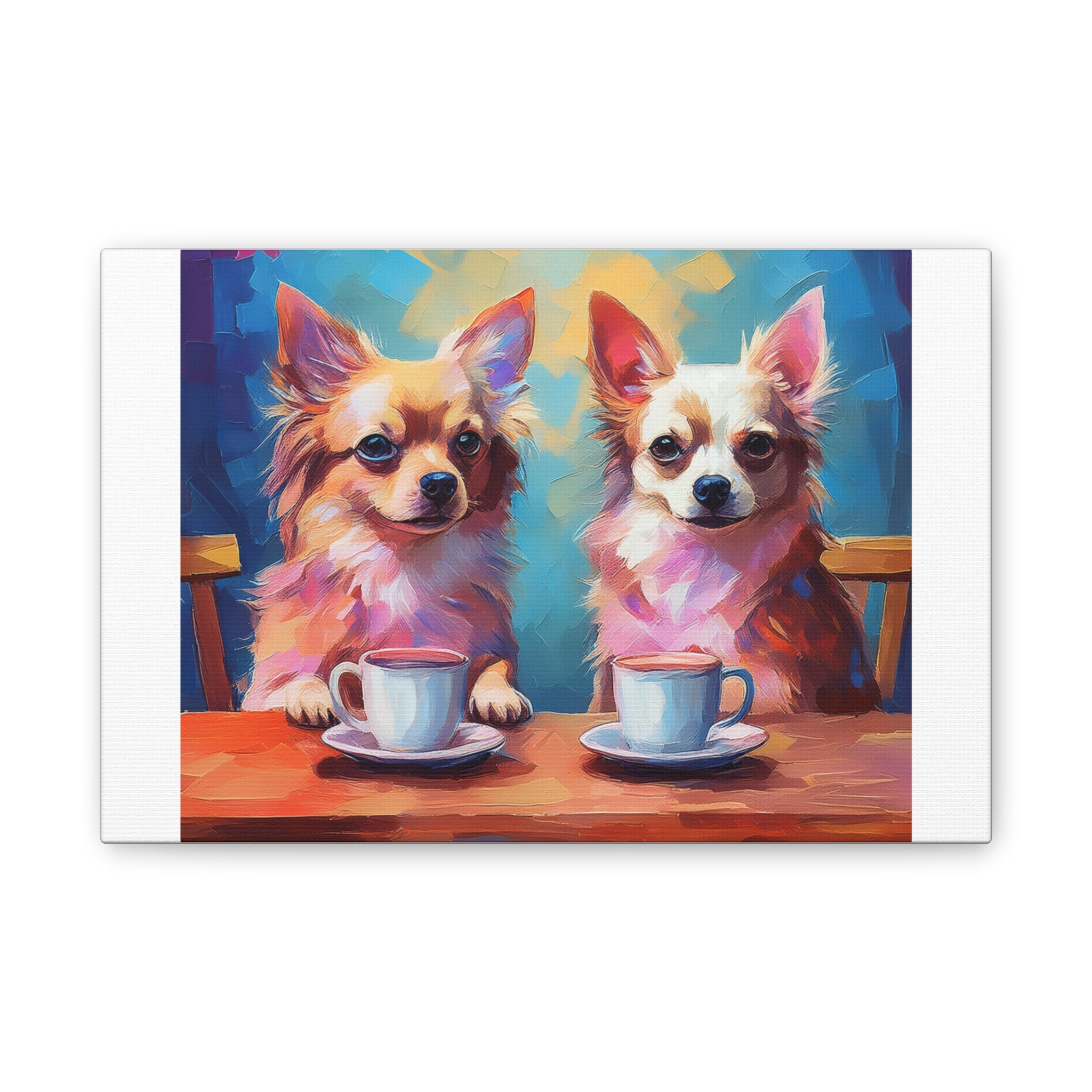 Cafe con Chihuahua Canvas Stretched, 0.75"