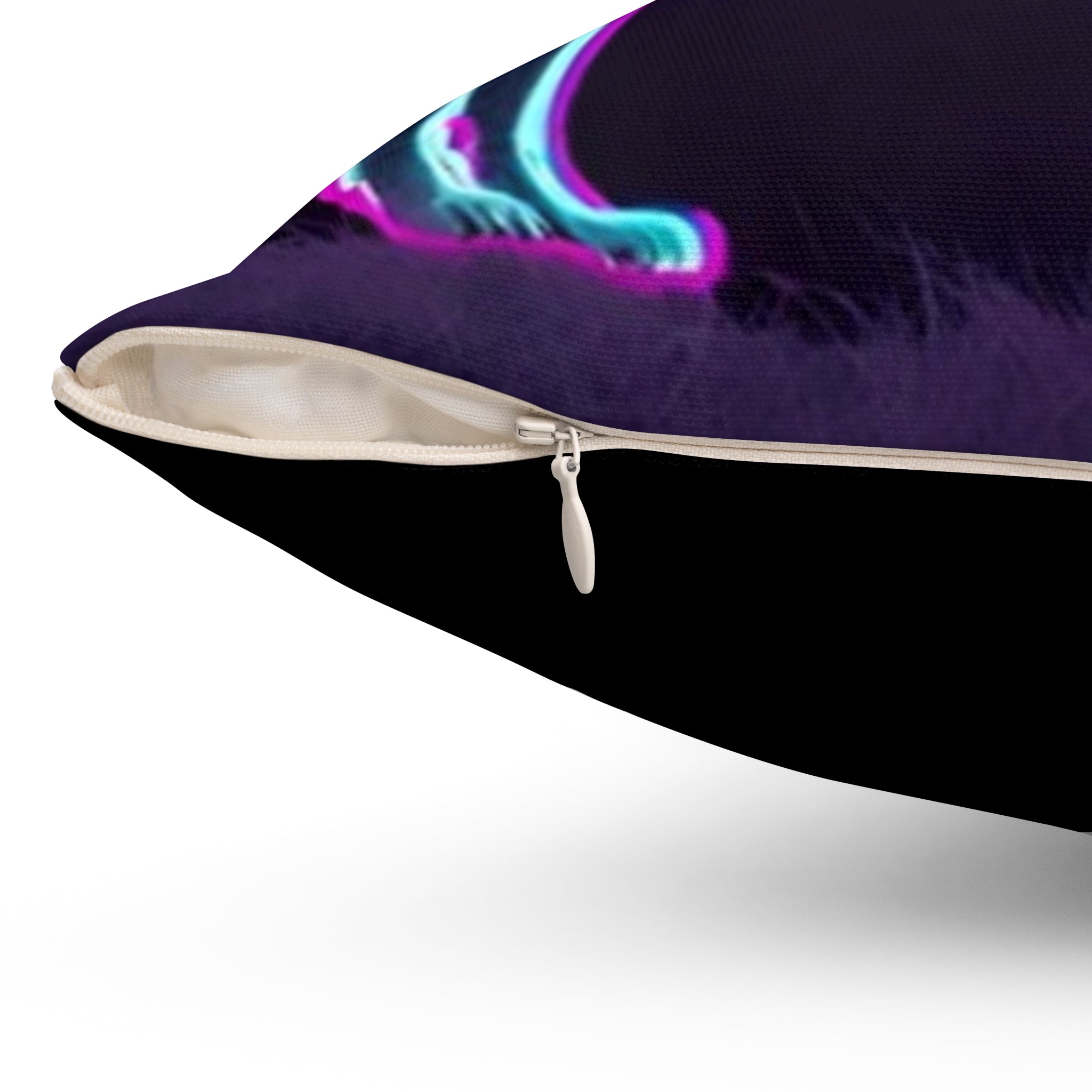 Neon Wolf Howling Square Pillow