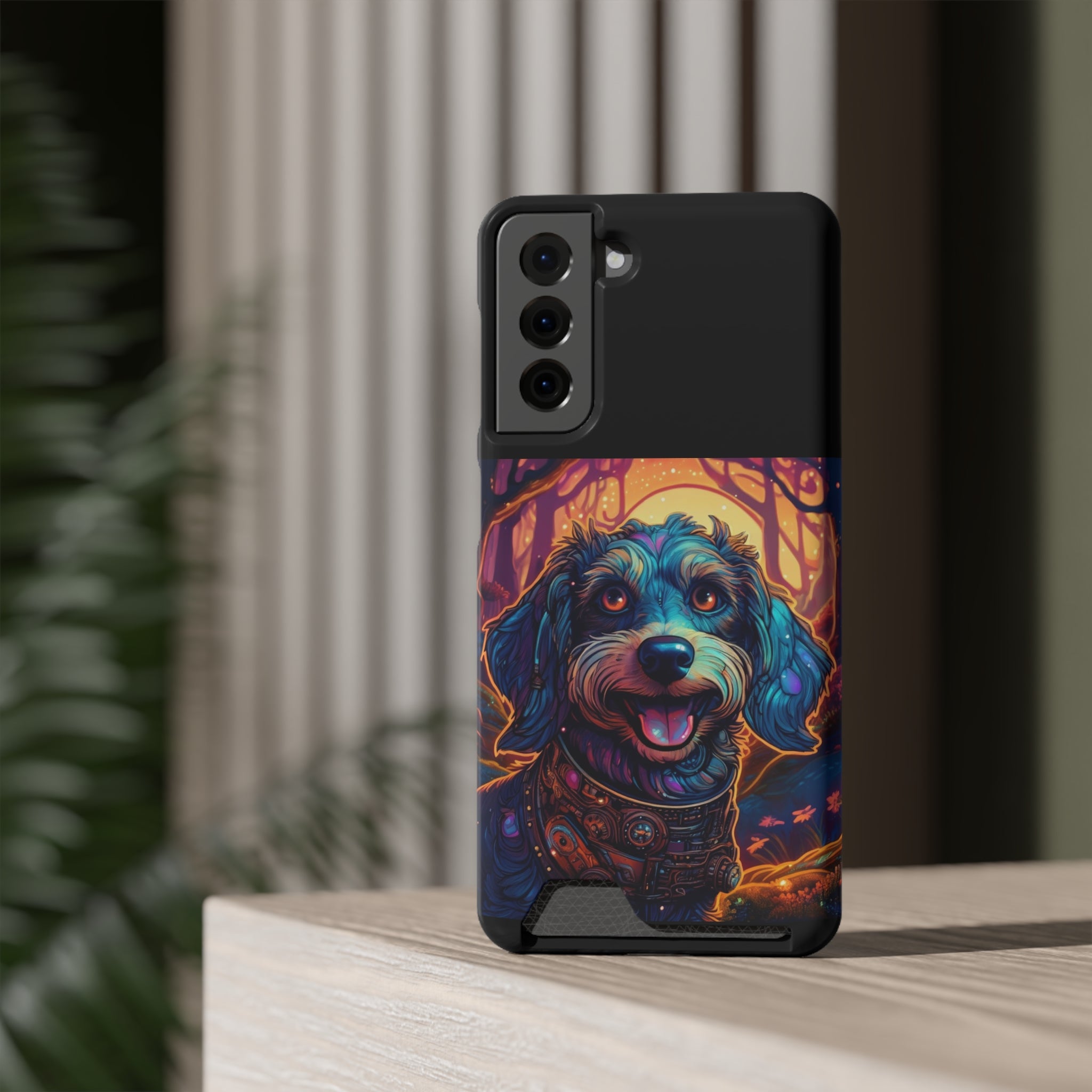 Dachshund Steampunk Phone Case with Card Holder