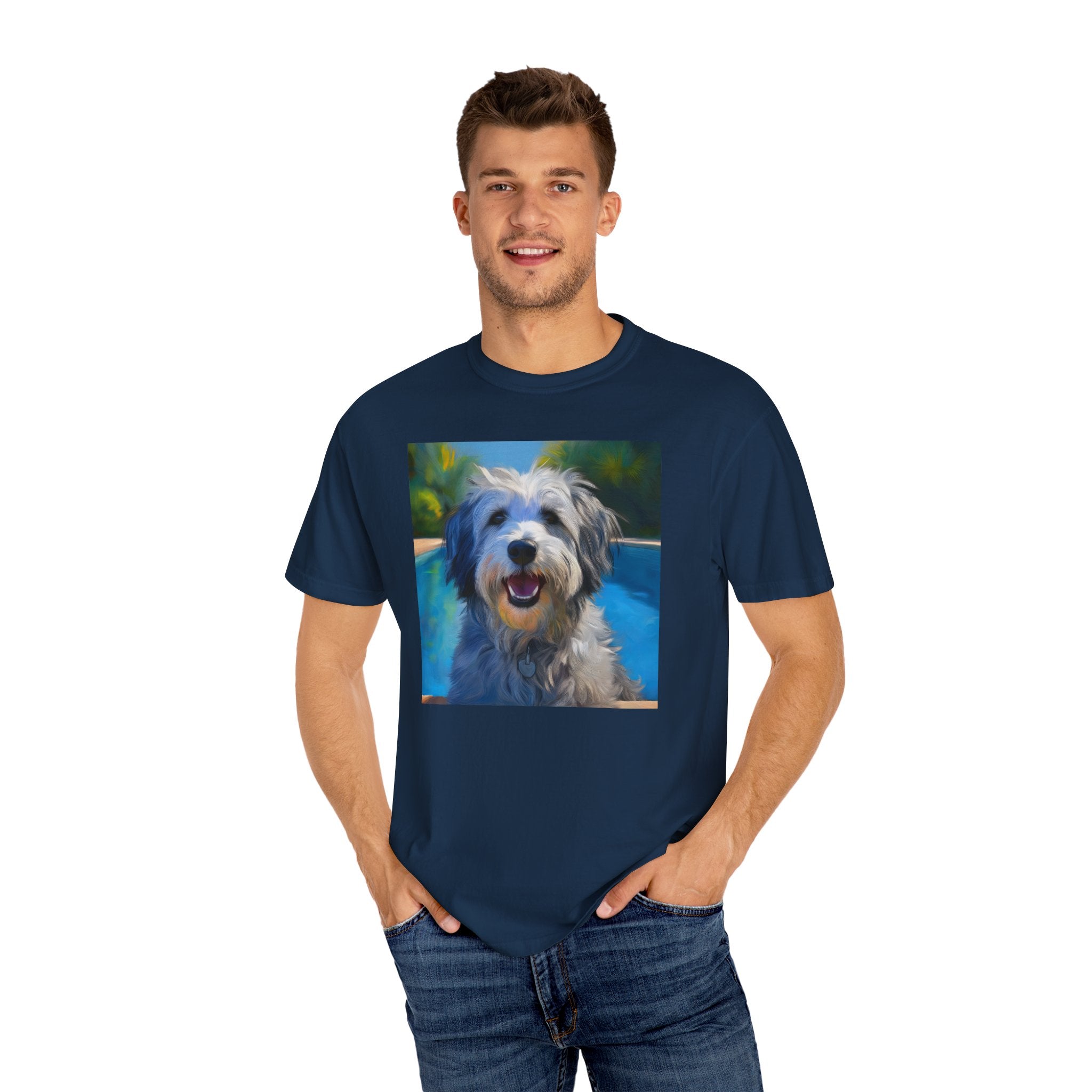 Grey Shaggy Dog Poolside Unisex Garment-Dyed T-shirt
