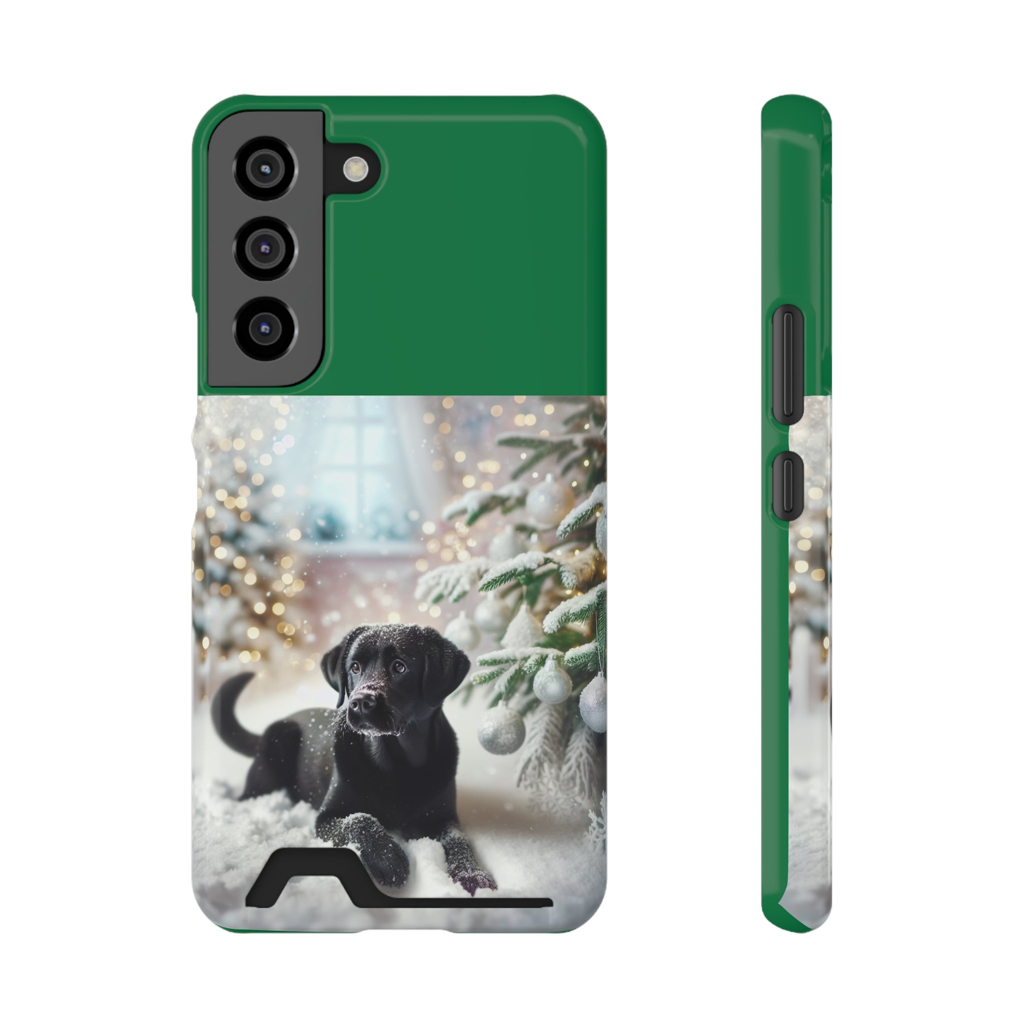 Black Lab Holiday Phone Case with Card Holder